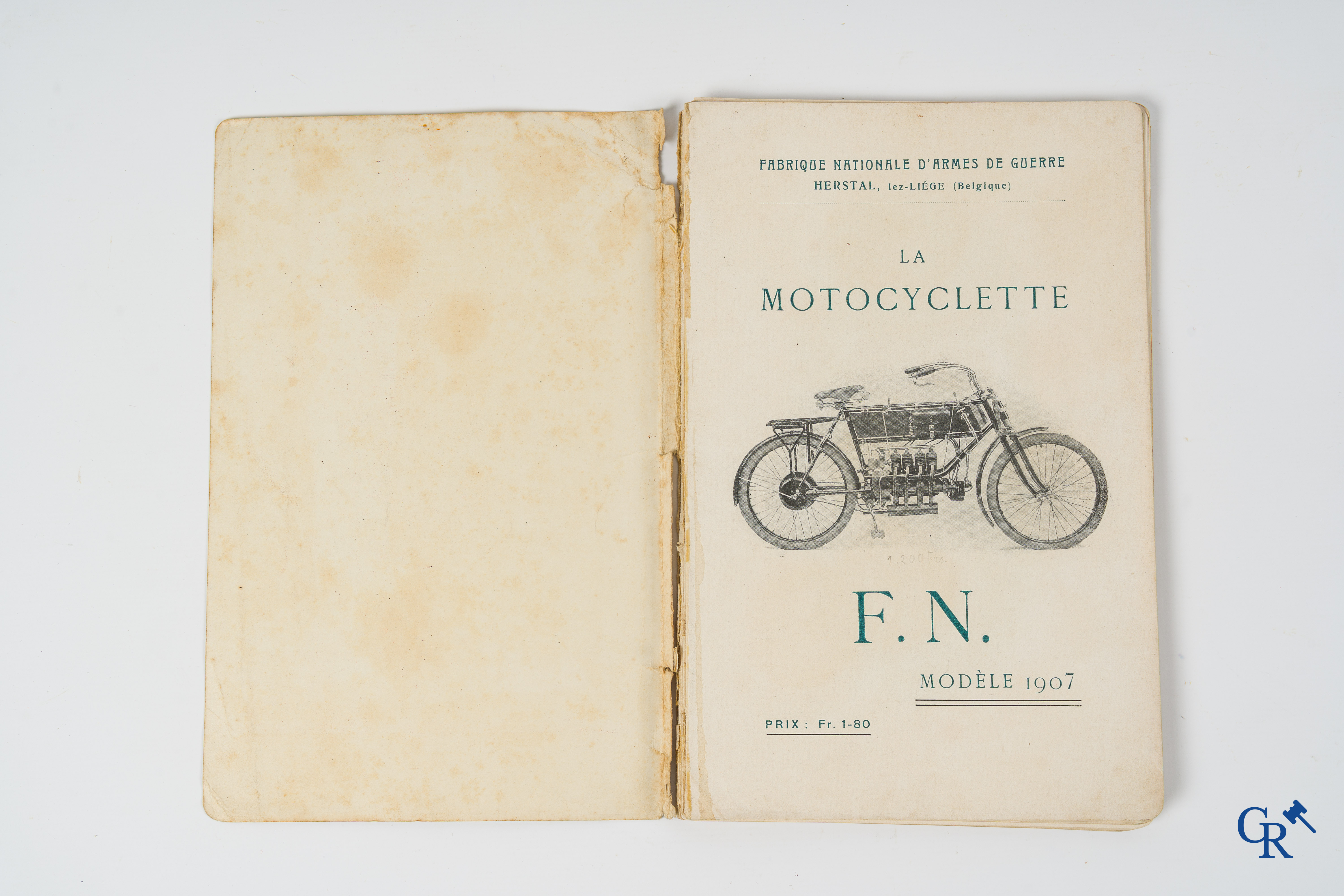 FN. Fabrique Nationale, Herstal-Liège. Original maintenance book for the 4 cylinder motorcycle F.N., model 1907.