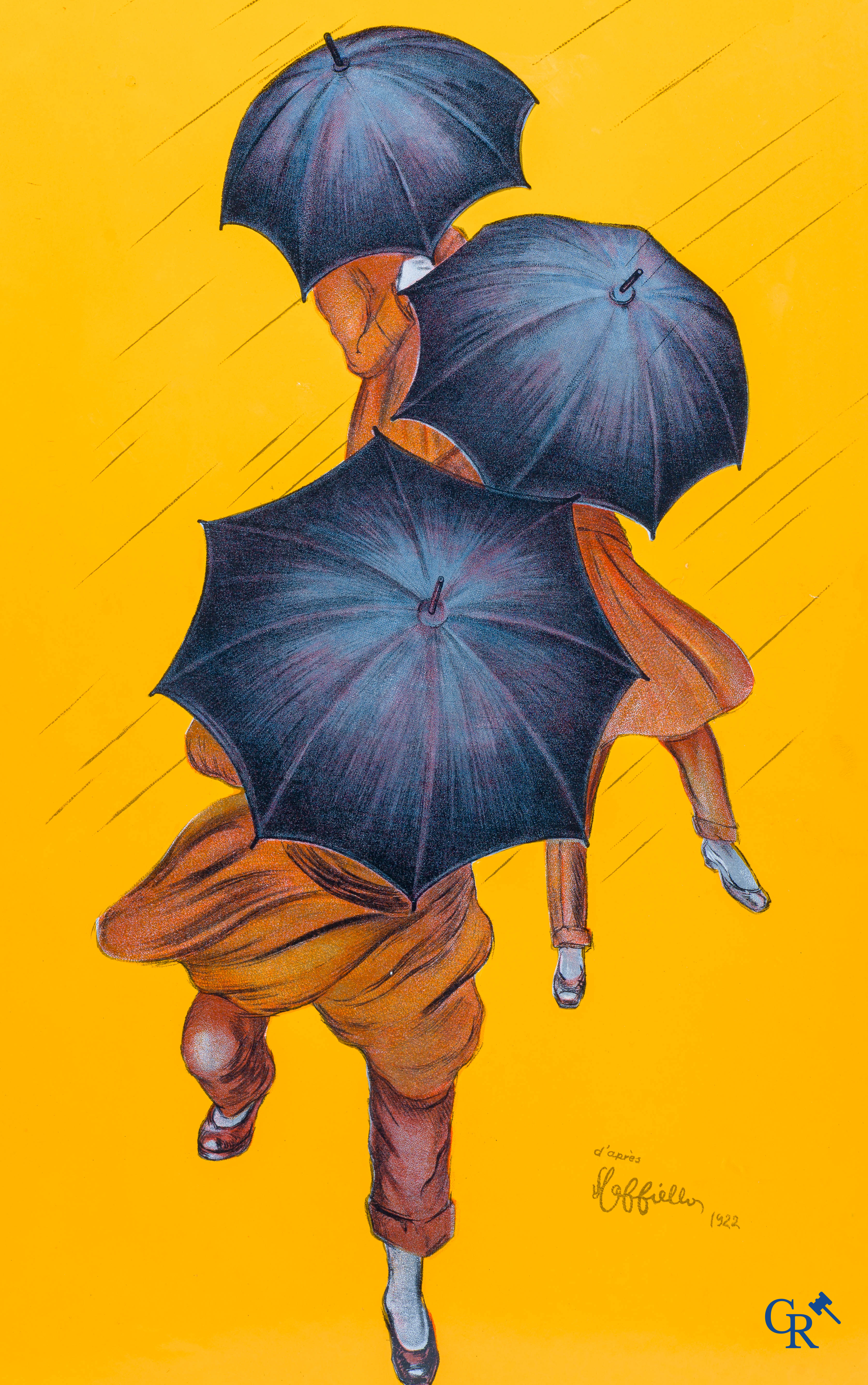 Parapluie-Revel. Double-sided enameled publicity sign. Design by Leonetto Cappiello. 1920's.