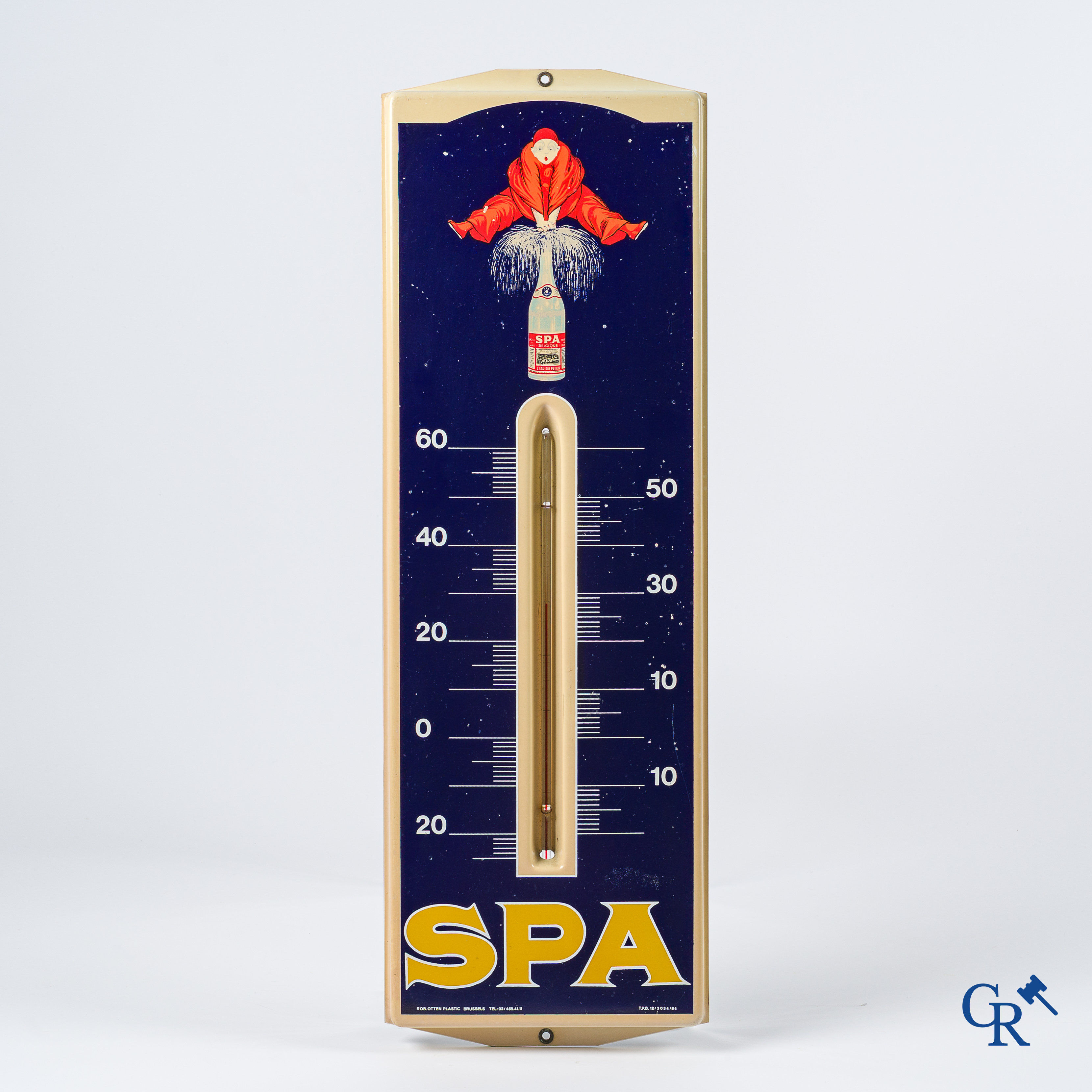 Spa, Advertising thermometer in hard plastic for Spa water. Rare younger version from the 80's. Rob. Otten. 1984.