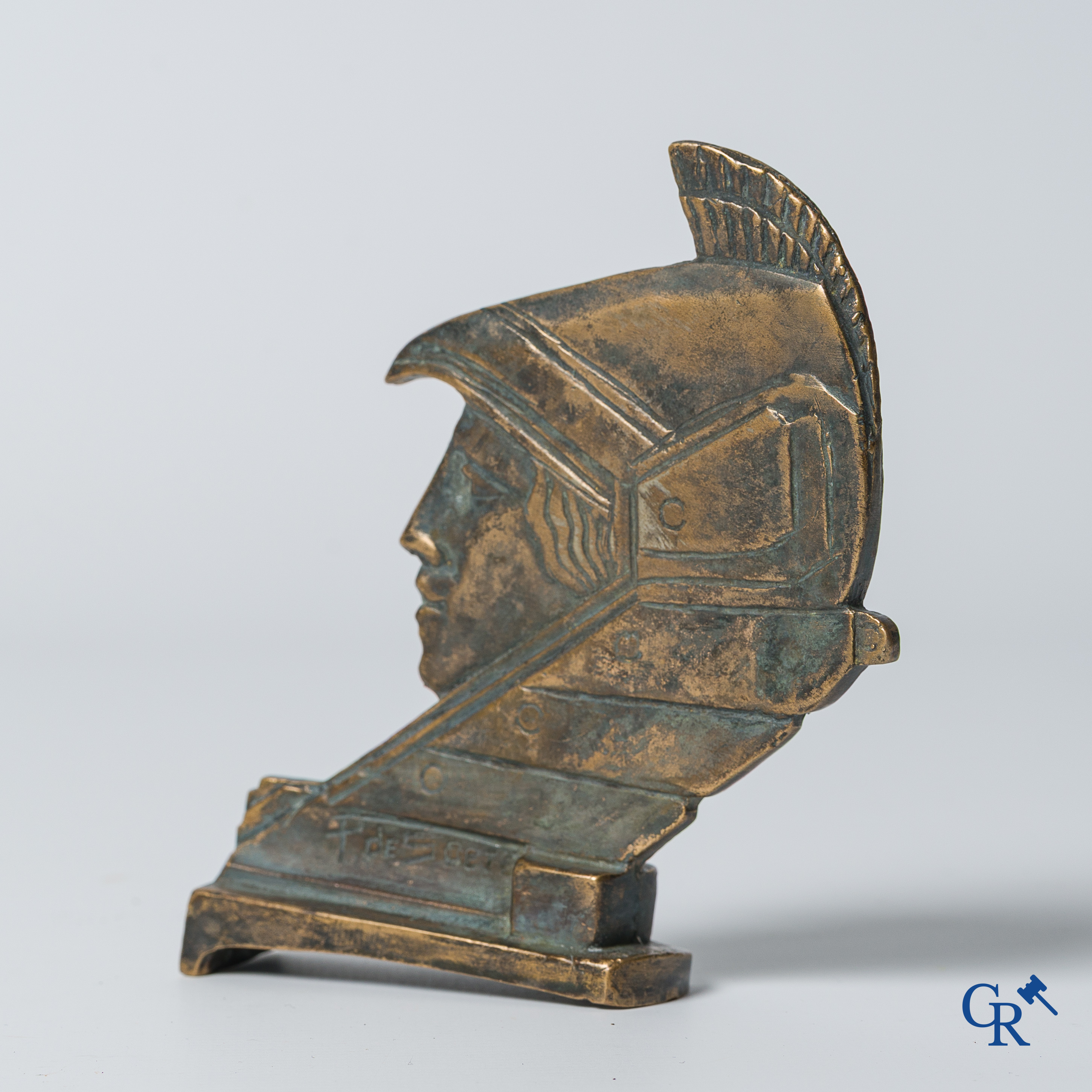 Automobilia. Minerva, Pierre de Soete. Original car mascot in silver-plated bronze. 1920's