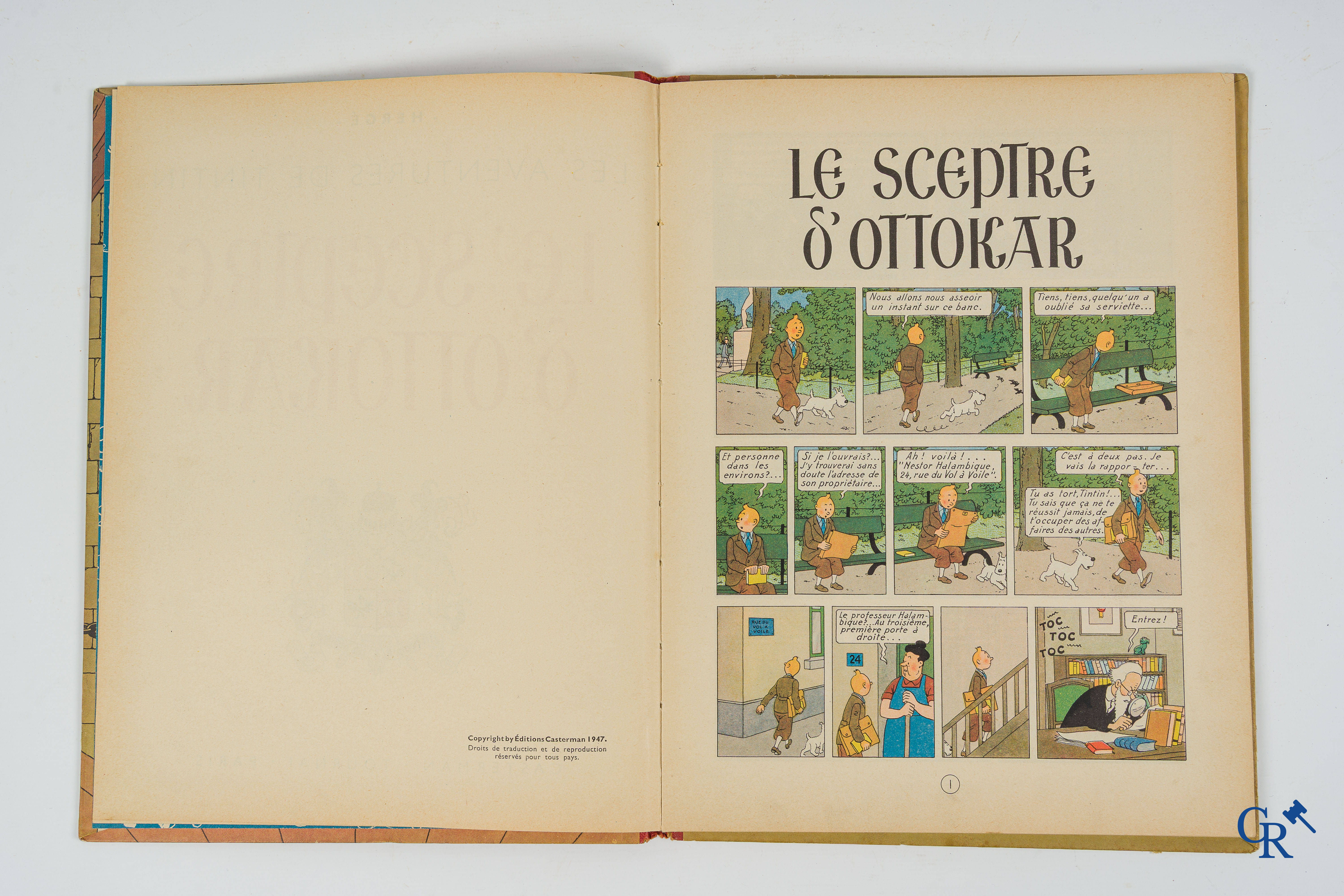 Hergé. Kuifje. Les aventures de Tintin. Le Sceptre d 'Ottokar. Comic strip. Casterman 1947. Imprimé en Belgique.