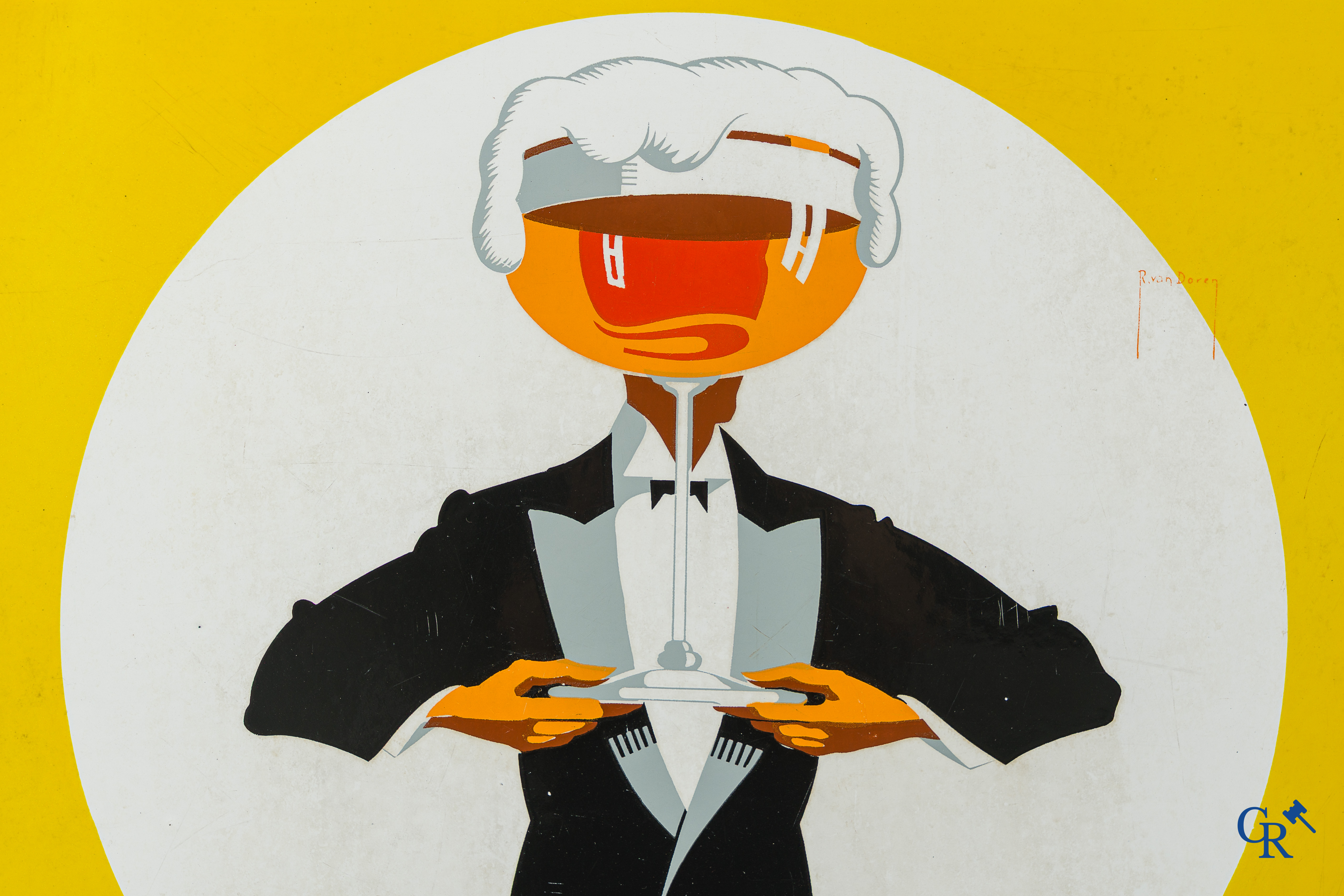 Raymond Van Doren. Wieze Van Roy. Enamel advertising sing for the beers of Brewery Van Roy in Wieze. 1950's.