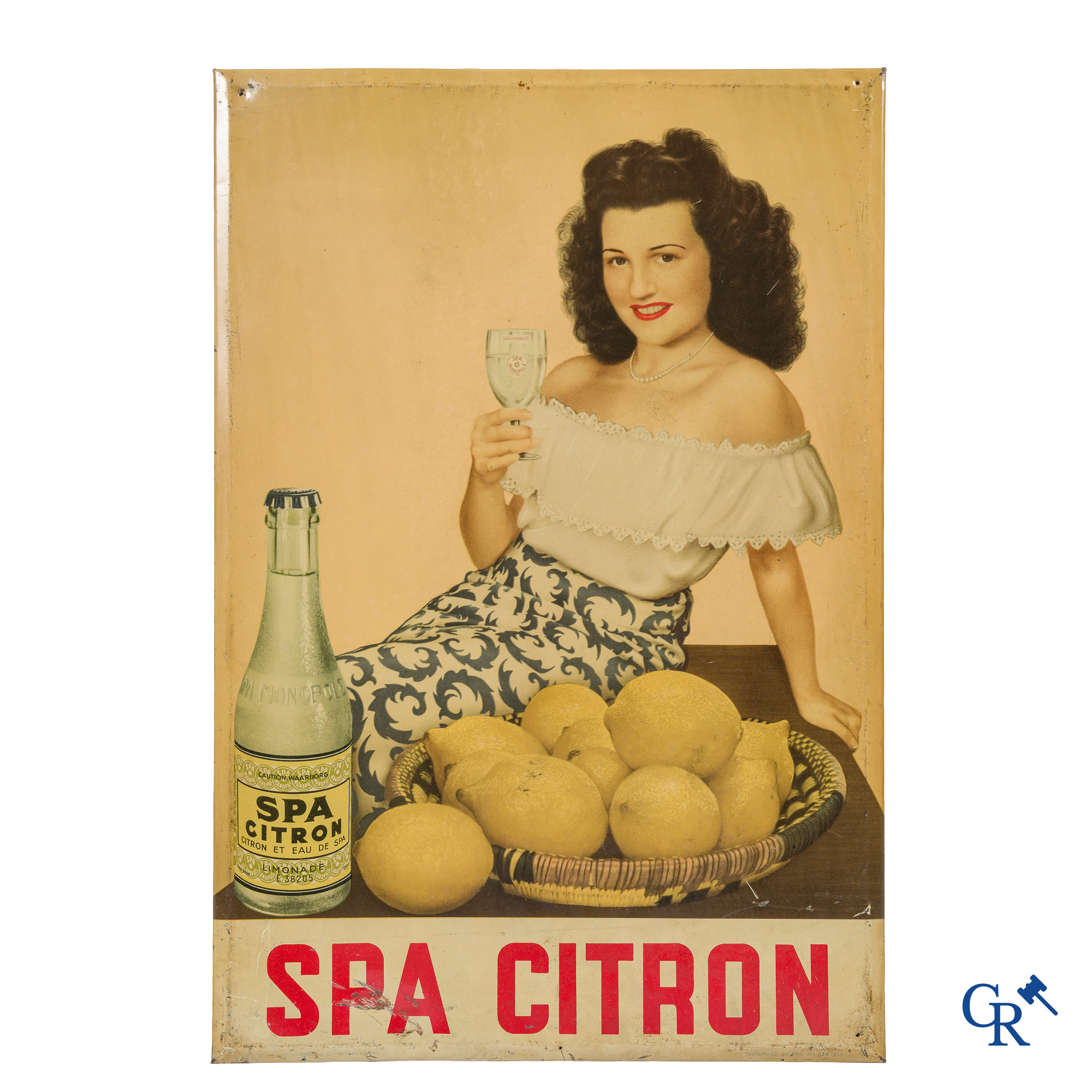 Spa, Publicity printed on metal for Spa Citron. Etabl. Schuybroeck Anvers, 1954. 