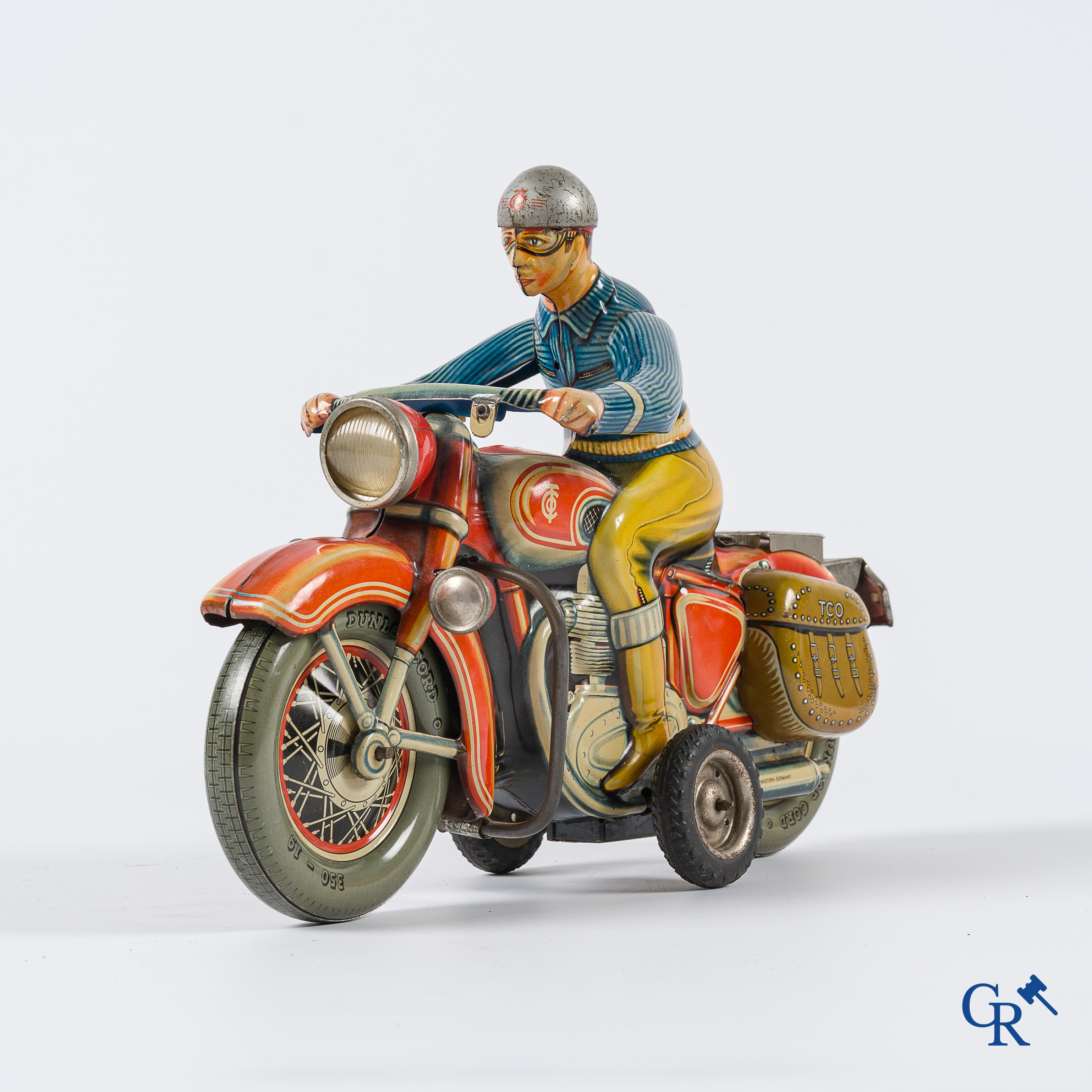 Old toys. Tipco, Western Germany. Motorcycle in painted tin. 1950's.