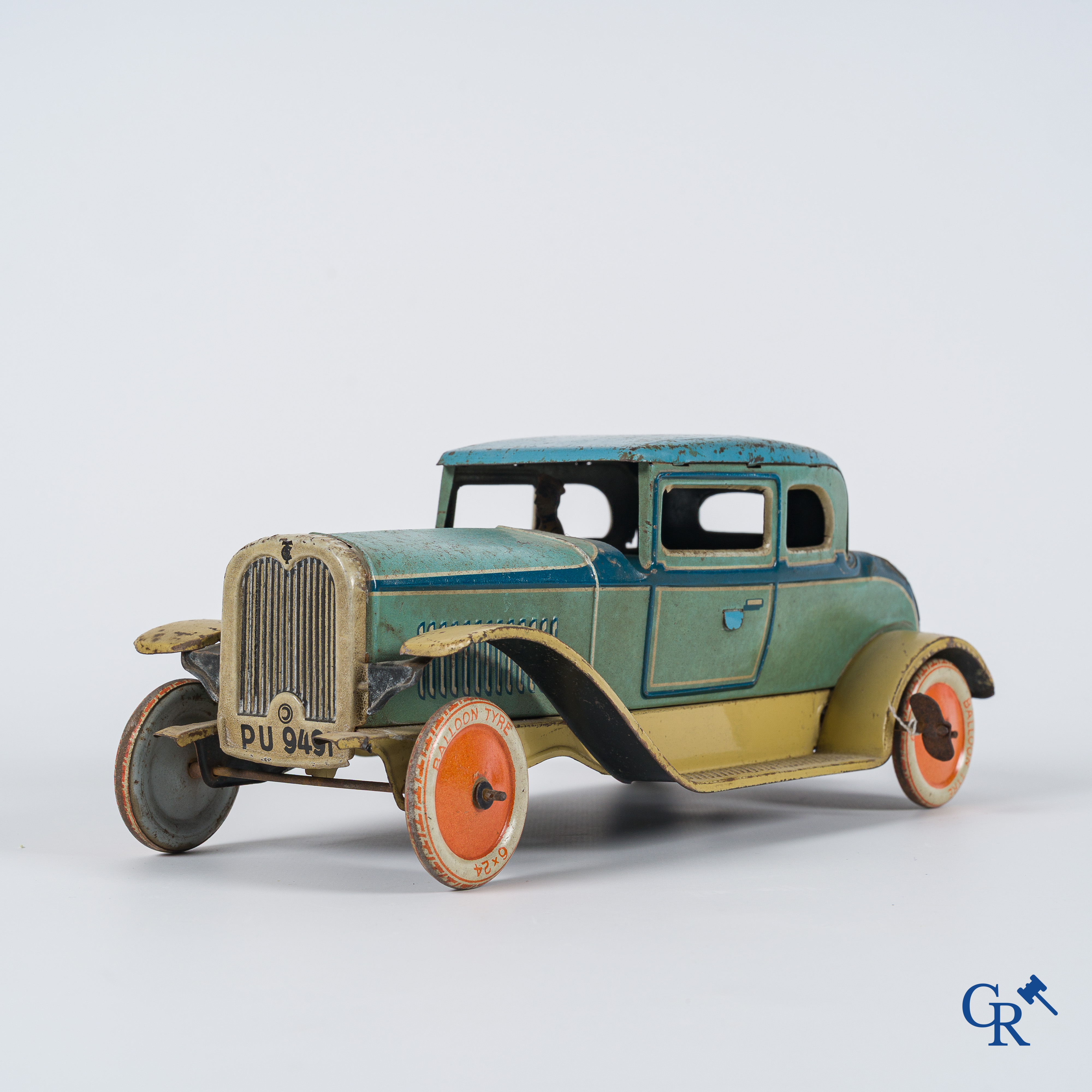 Old toys. Tipp & Co., Tippco. Germany. Coupé in metal with winding mechanism. 1930's.
