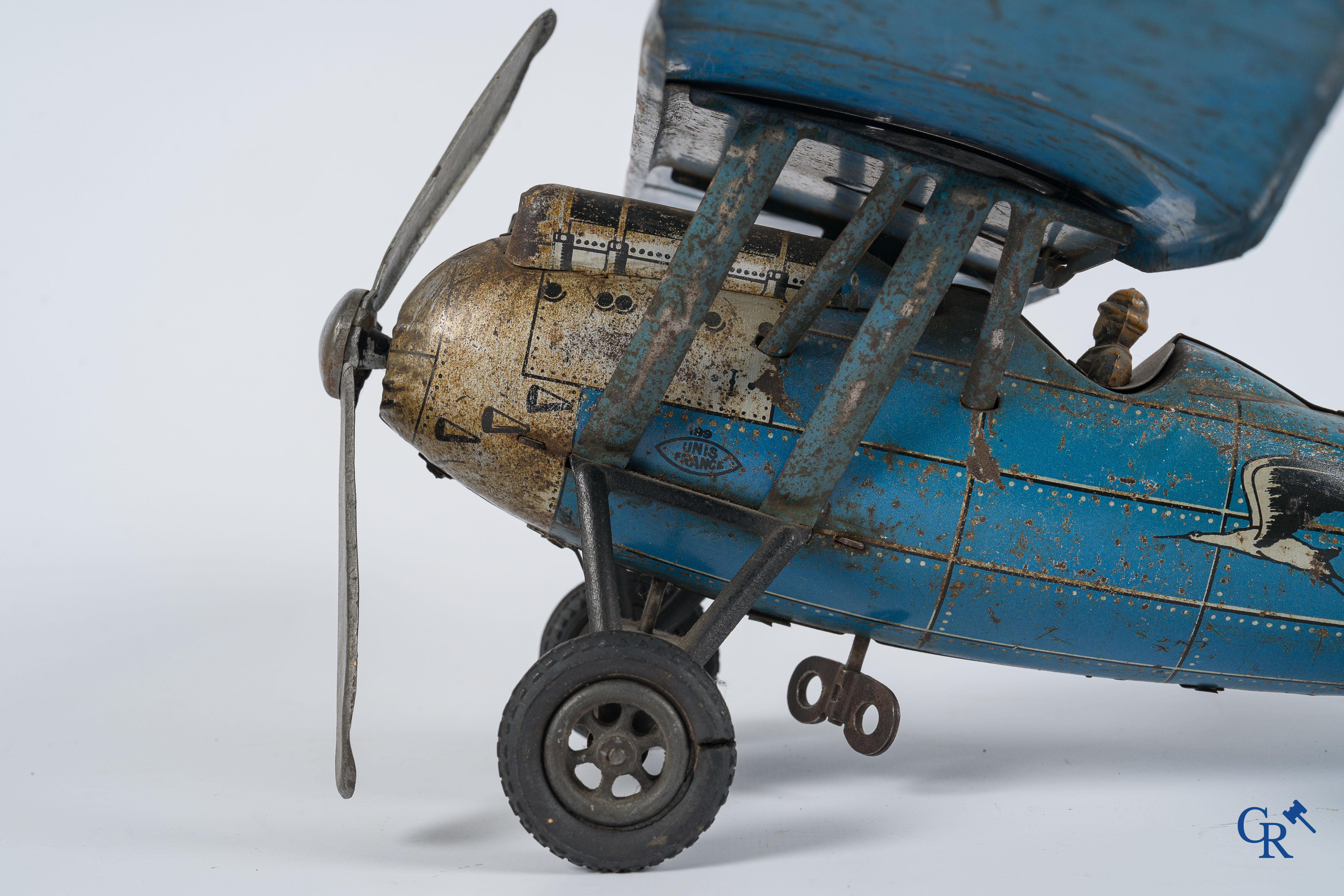 Old toys. Jep, Jouet de Paris. Airplane Dewoitine, rare blue version F.255 D.27. (1933-1941)