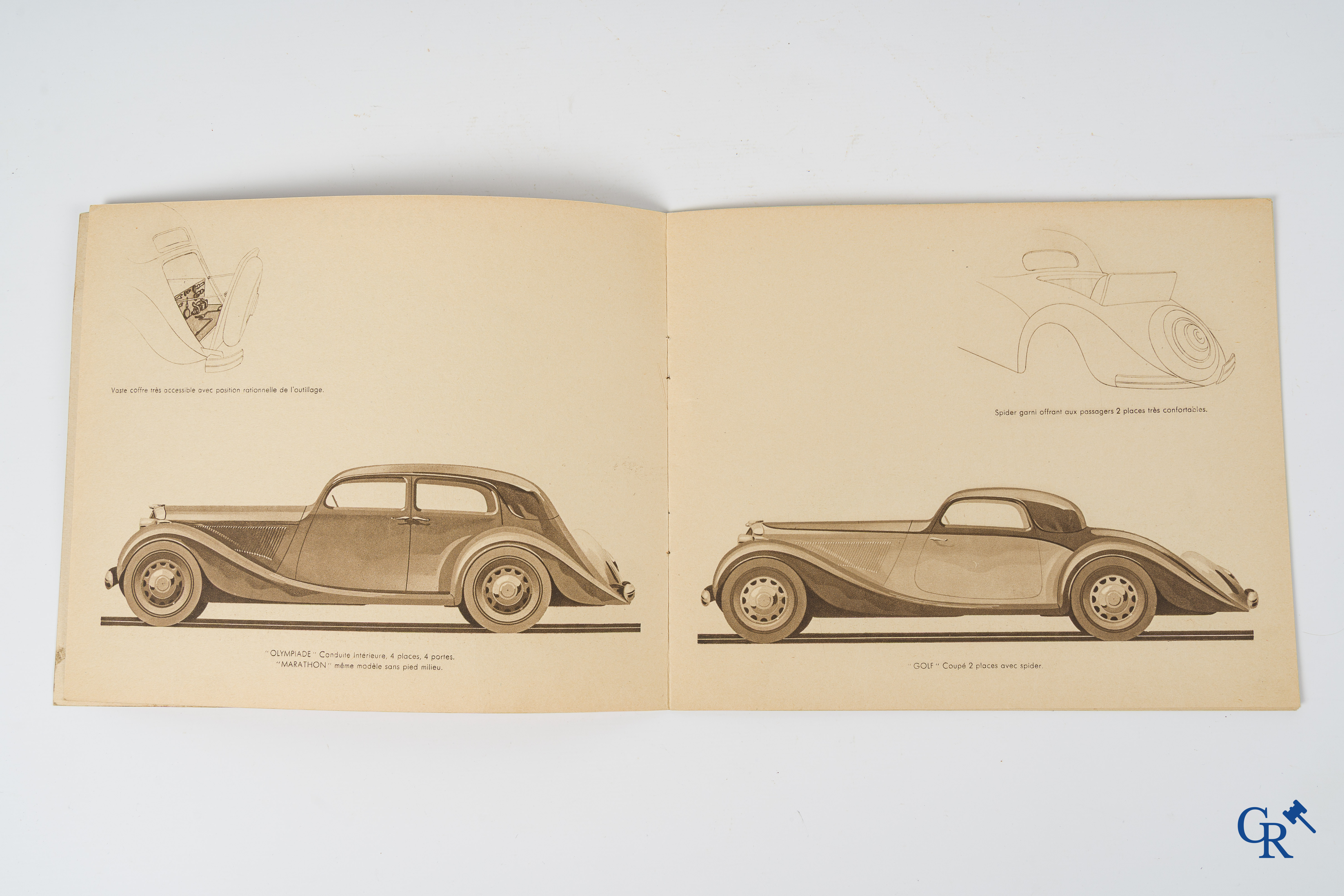 Automobilia. Géo Ham for Amilcar. Original publicity leaflet for Amilcar, modèles Pégase. 1935-1936.