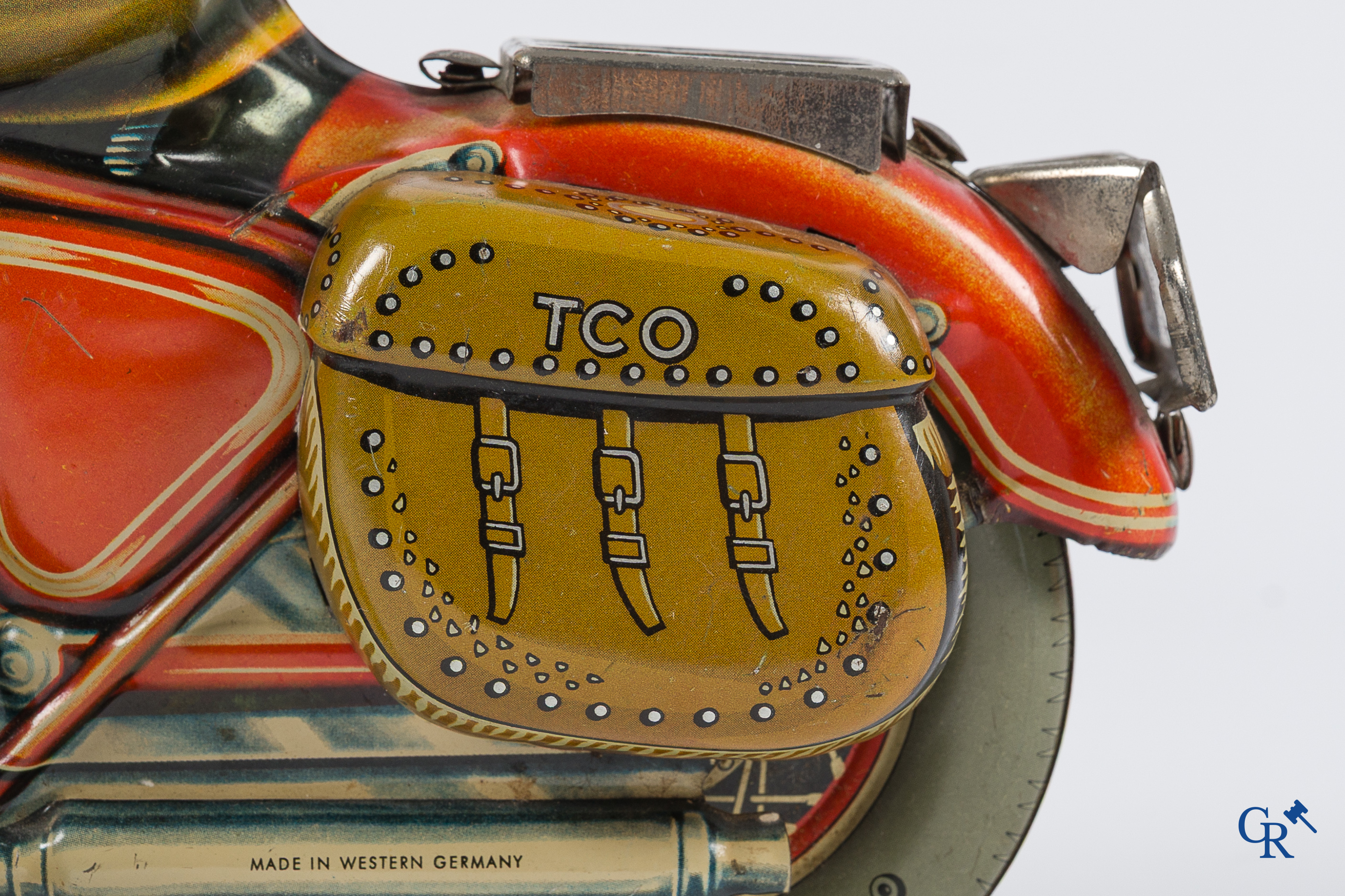 Old toys. Tipco, Western Germany. Motorcycle in painted tin. 1950's.