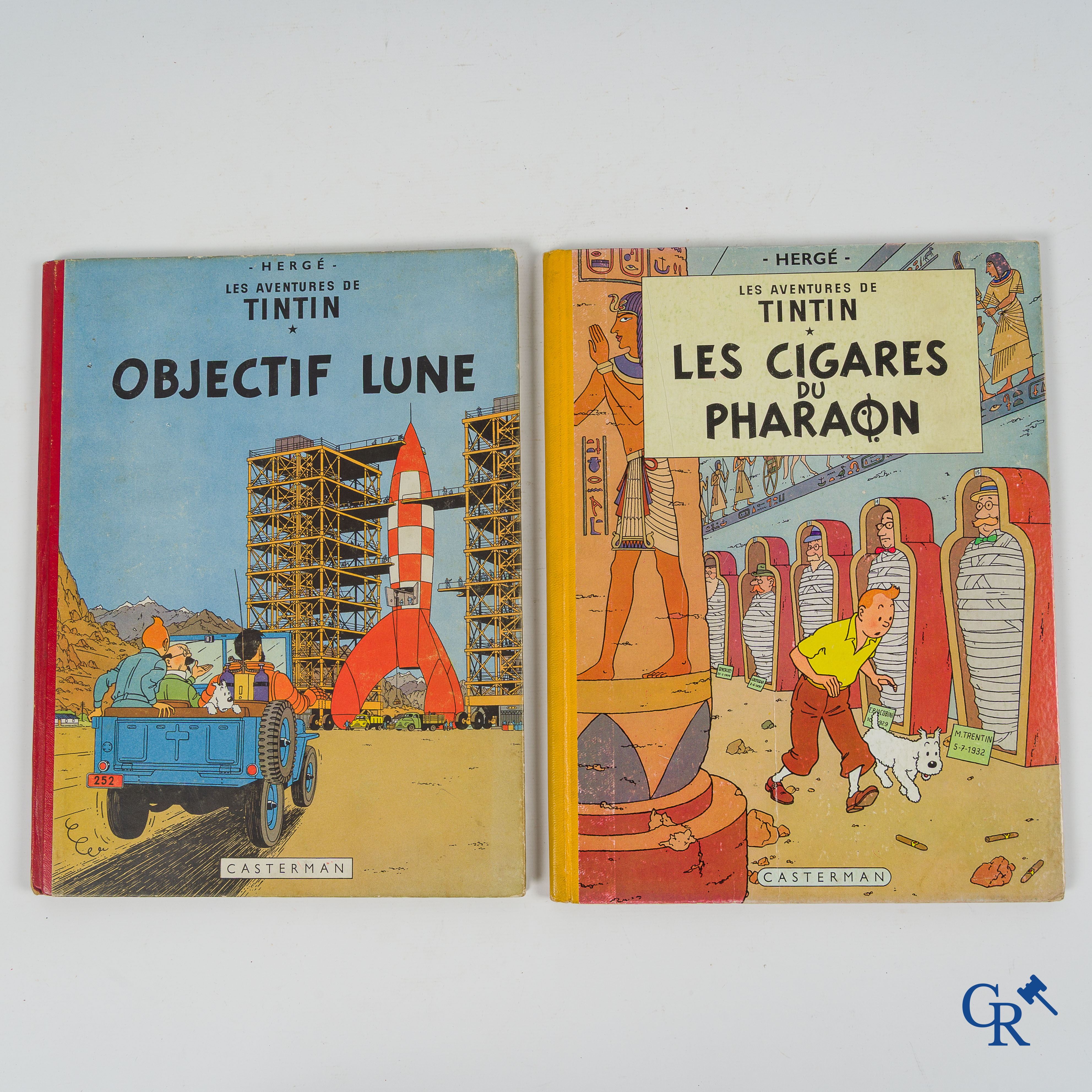 Hergé. Kuifje. Les aventures de Tintin. 2 comics. "Objectif Lune" and "Les Cigares du Pharaon". Casterman.