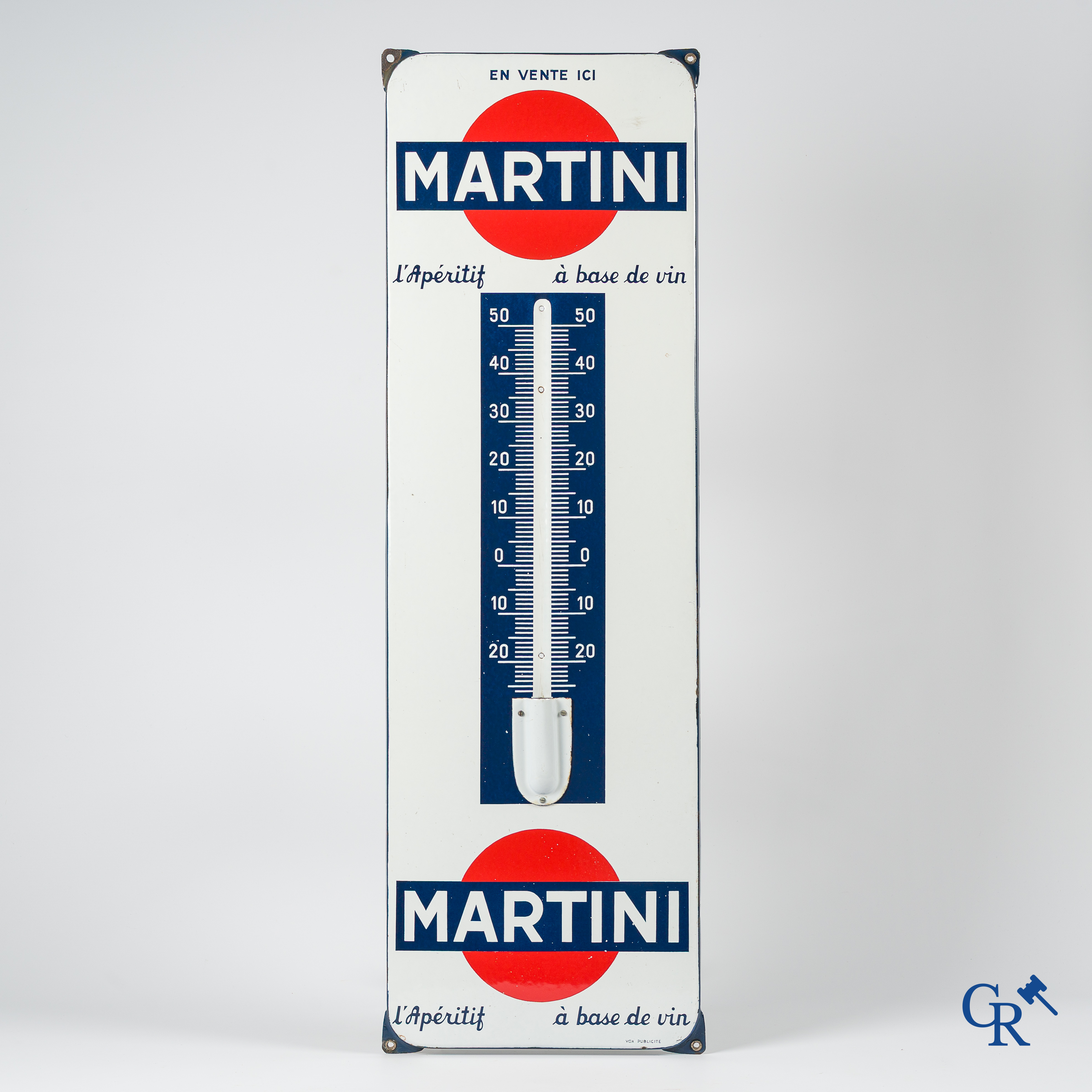 Martini, l'Apéritif à base de vin. Big size publicity thermometer for Martini. 1950's.