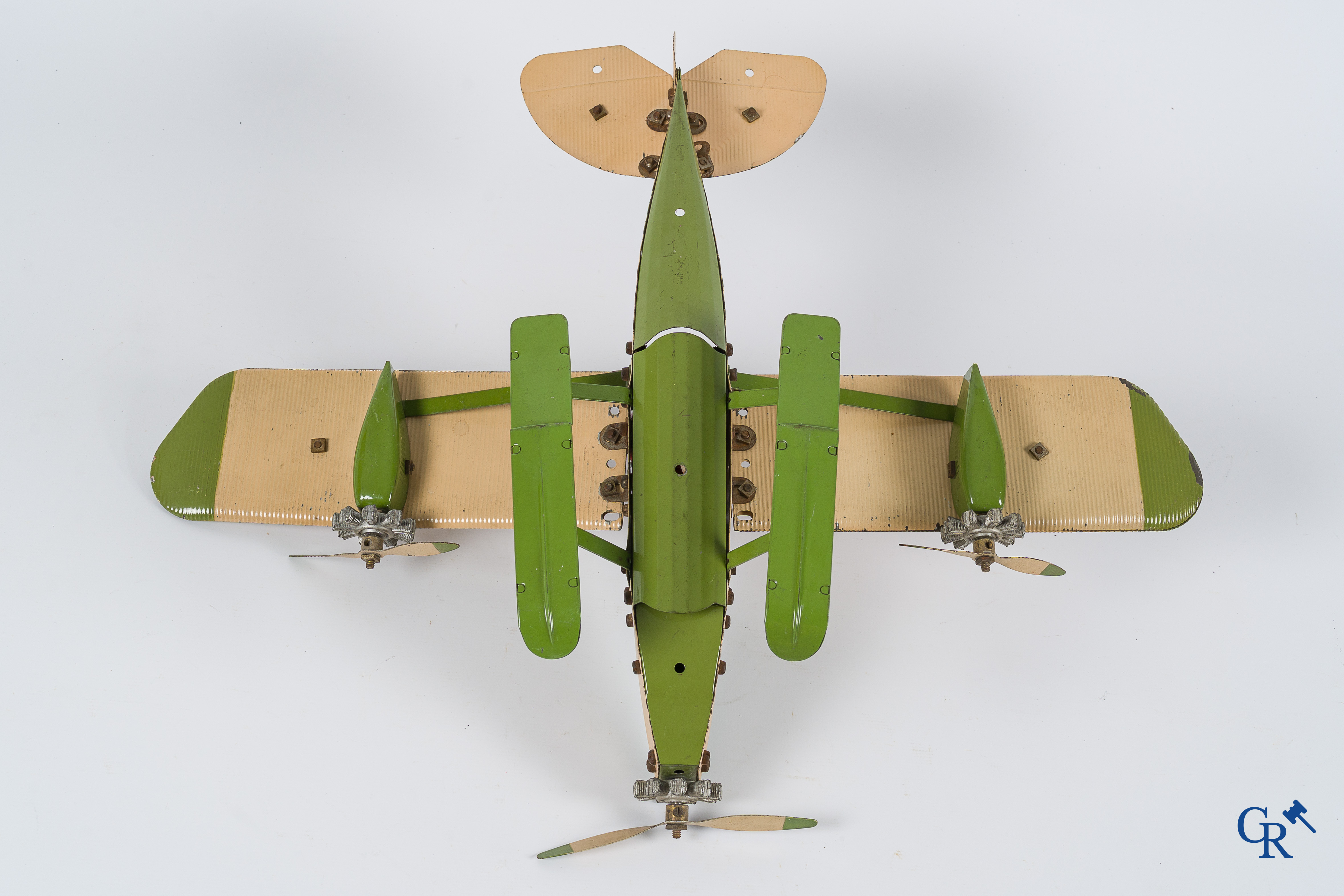 Old toys. Meccano Aeroplane Contructor, seaplane with original pilot. 1930's.