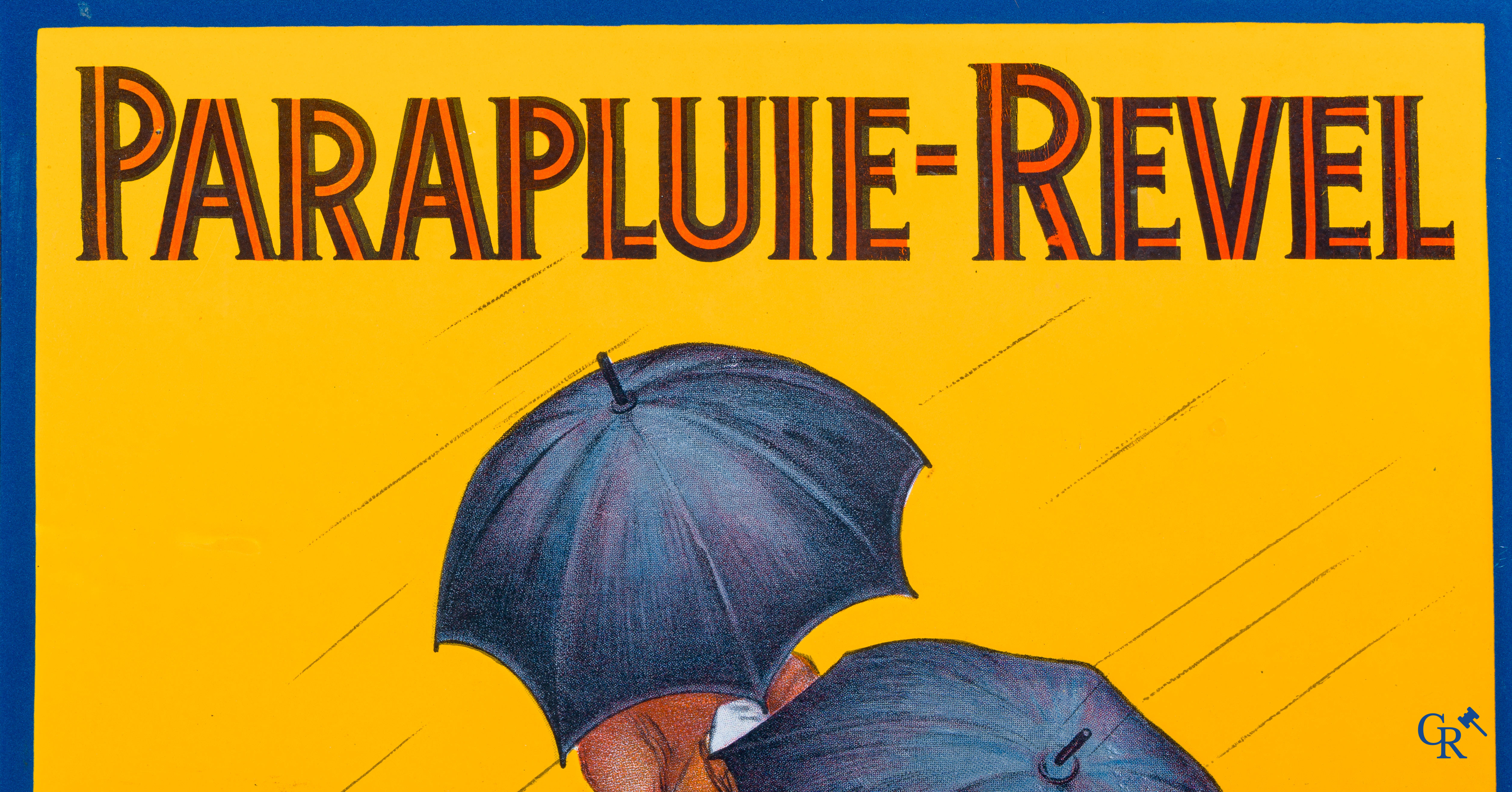 Parapluie-Revel. Double-sided enameled publicity sign. Design by Leonetto Cappiello. 1920's.