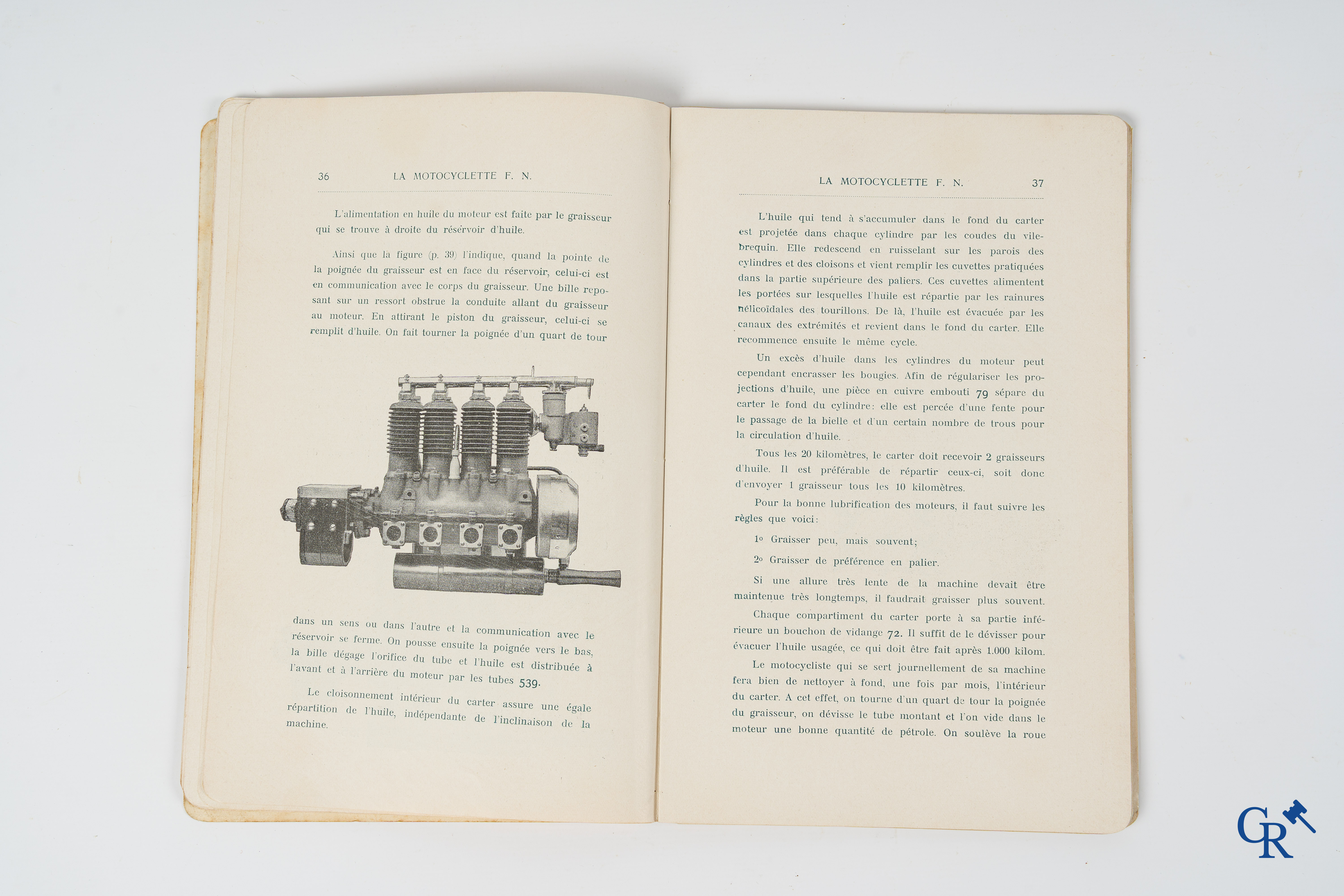 FN. Fabrique Nationale, Herstal-Liège. Original maintenance book for the 4 cylinder motorcycle F.N., model 1907.