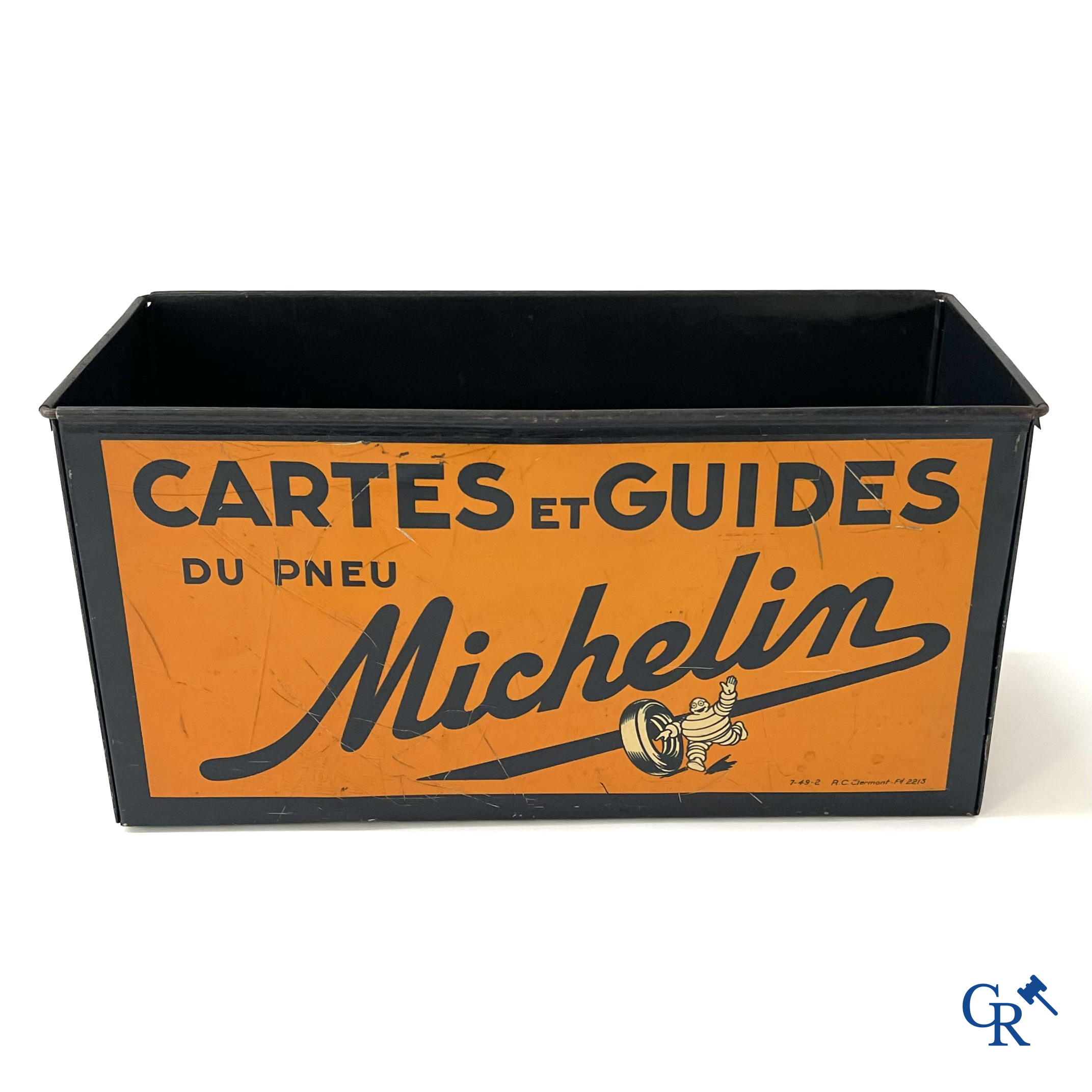 Michelin, a rectangular box in printed tin for Michelin maps and guides.