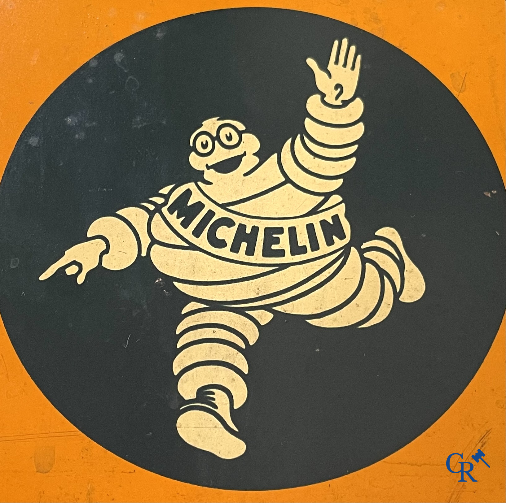 Michelin, a rectangular box in printed tin for Michelin maps and guides.