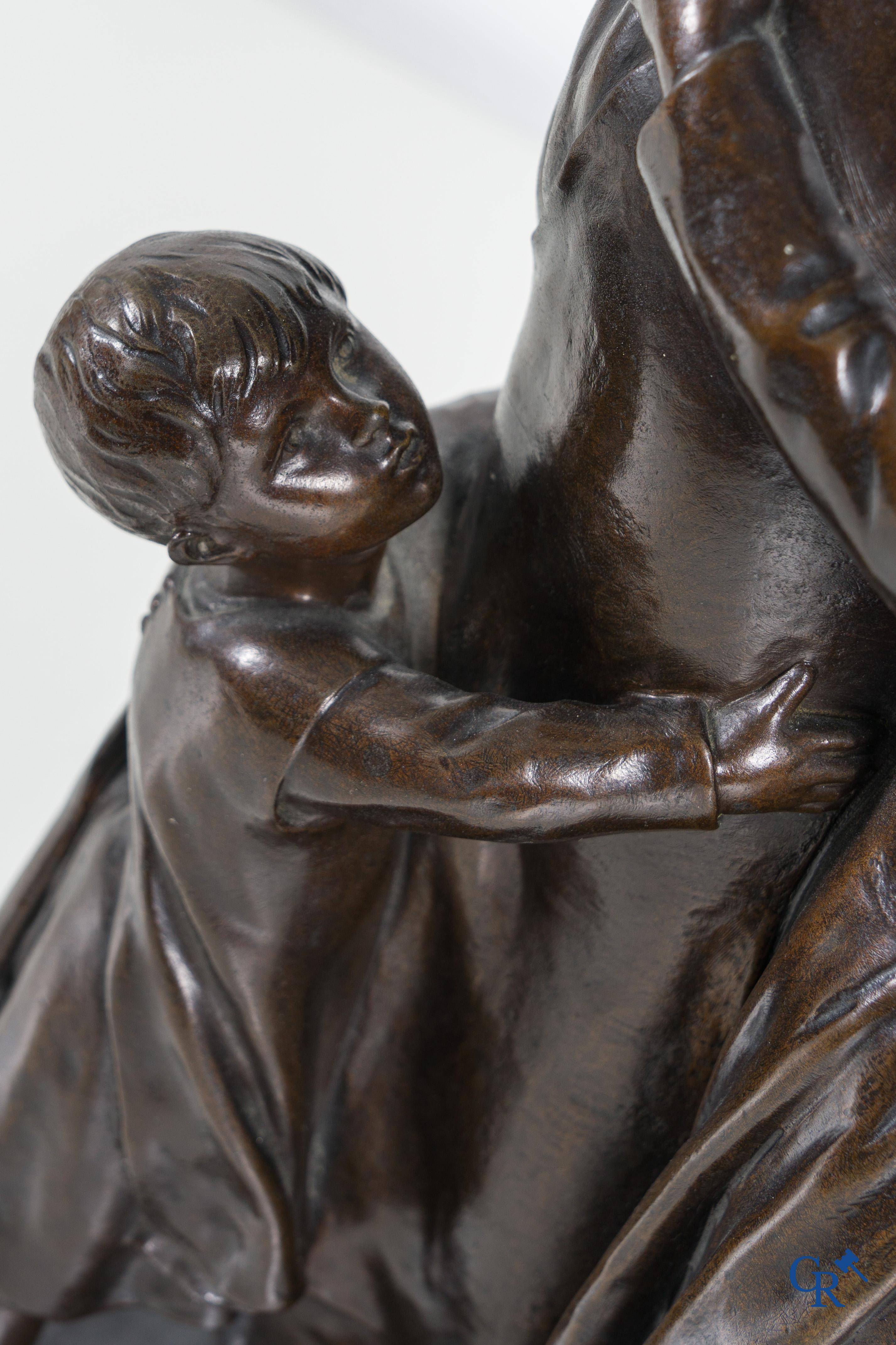 Albert Le Feuvre (1845-1924) "Le Pain" Bronze statue with dark patina.