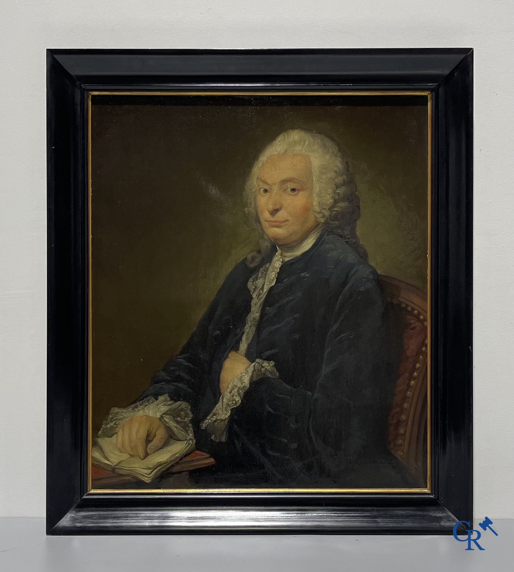 2 portretschilderijen, olie op doek.