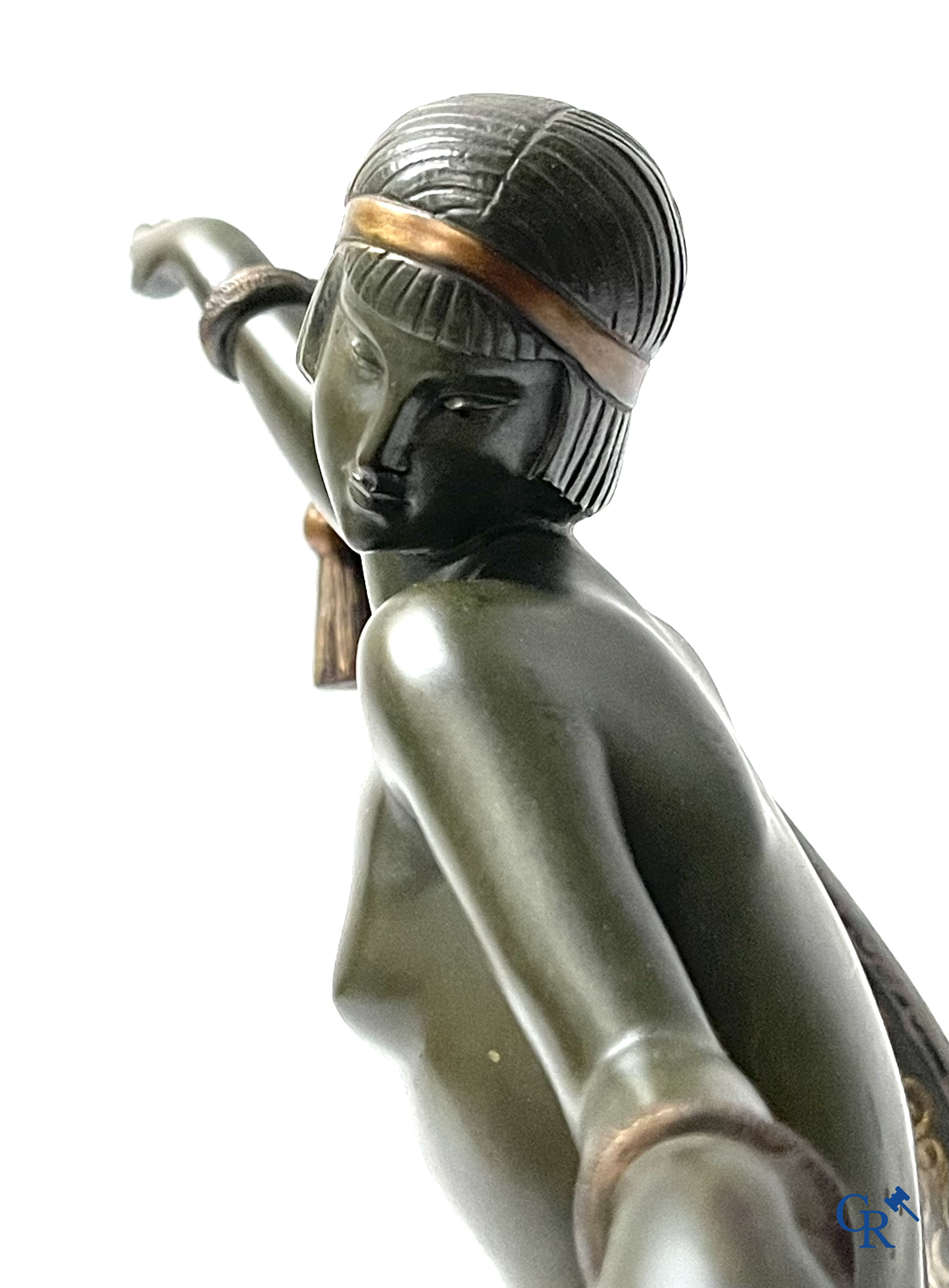 Fanny Rozet (1881-1921), Art Deco sculpture in patinated and damascened bronze. Signed.