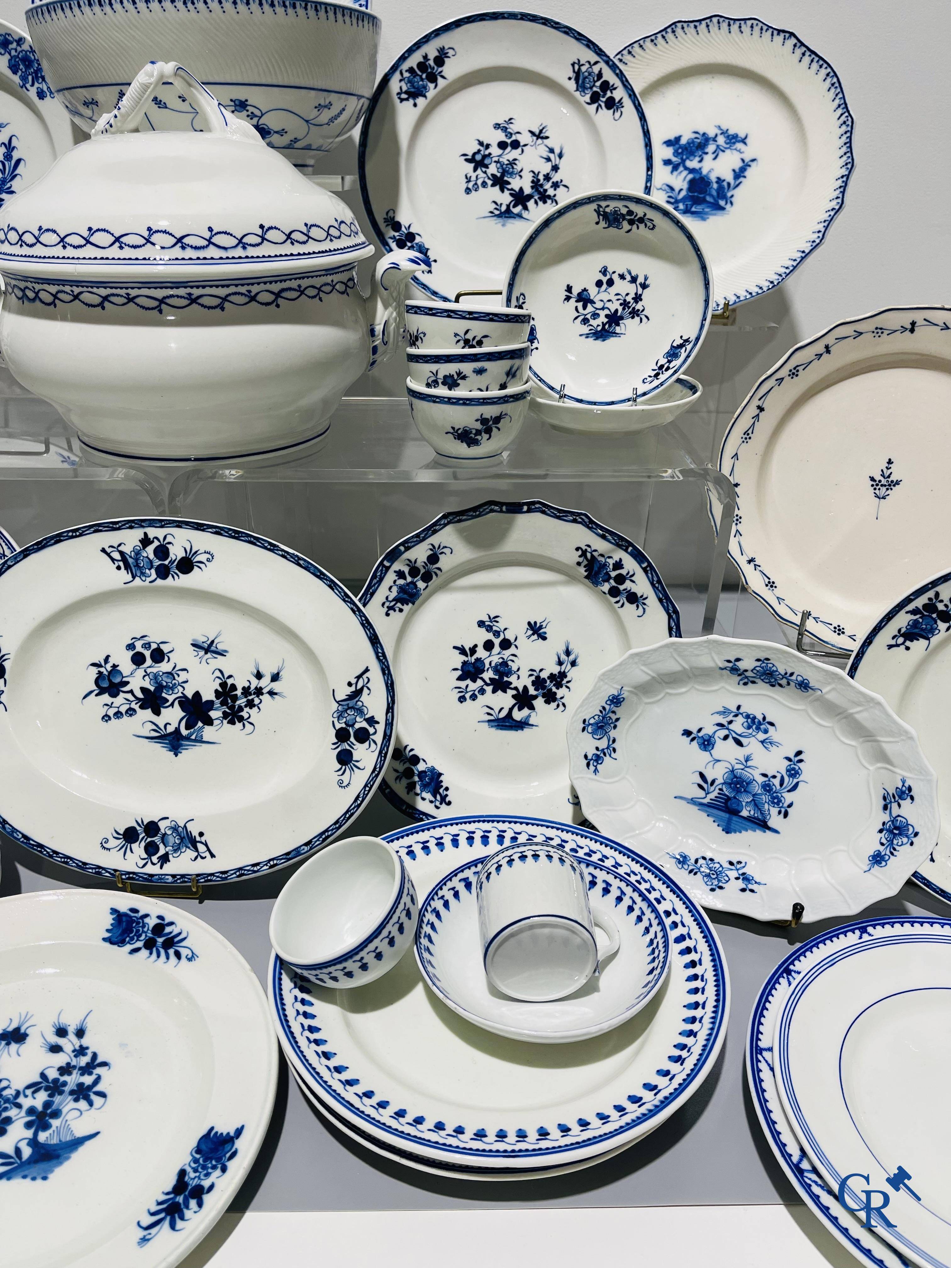 European porcelain, Tournai. A large lot of various pieces of blue and white porcelain and faience. 18th - 19th century.