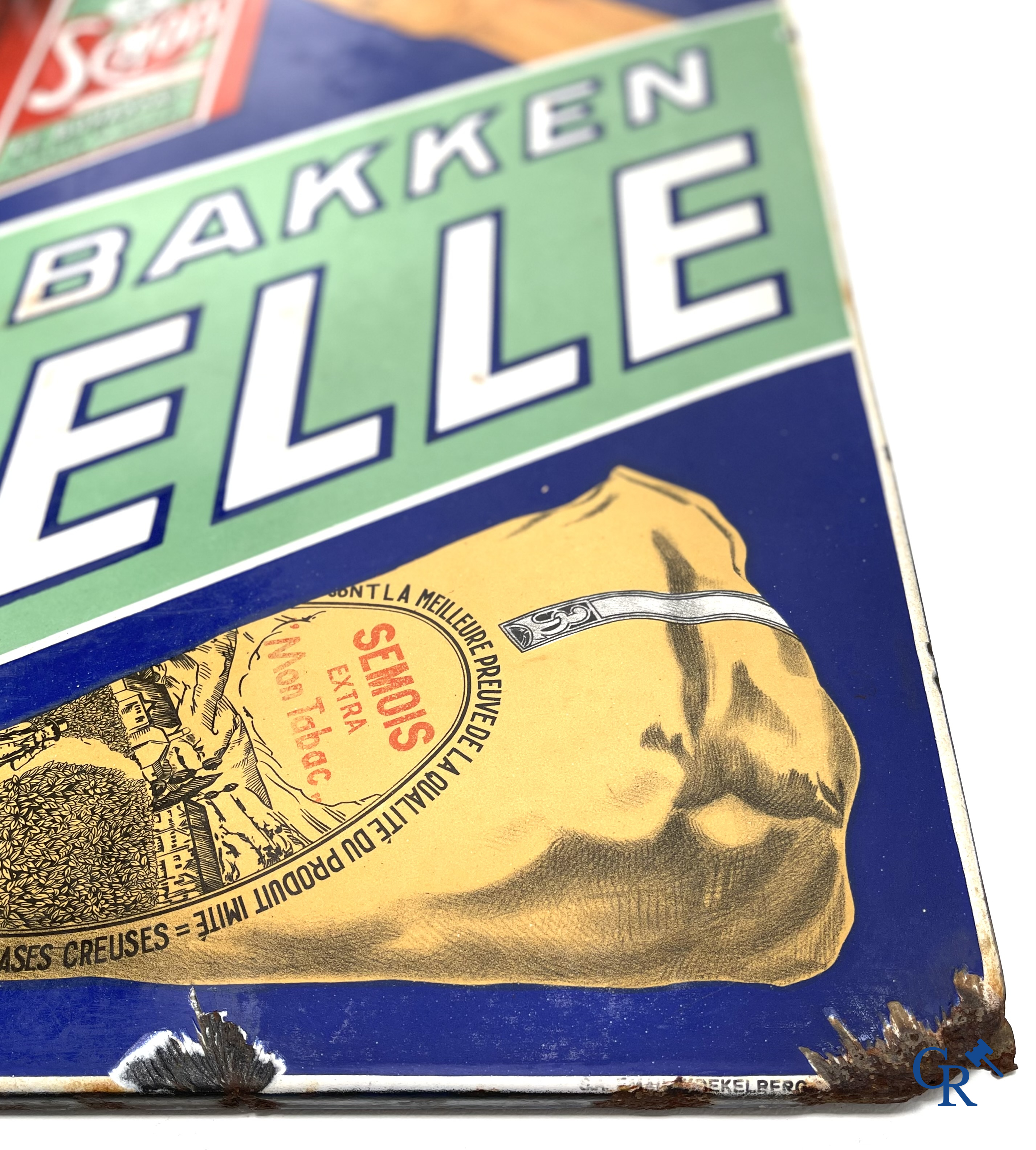 Tabacs Welle, enamel advertising sign for the tobacco of Achille Welle, Véritable Tabac de la Semois.