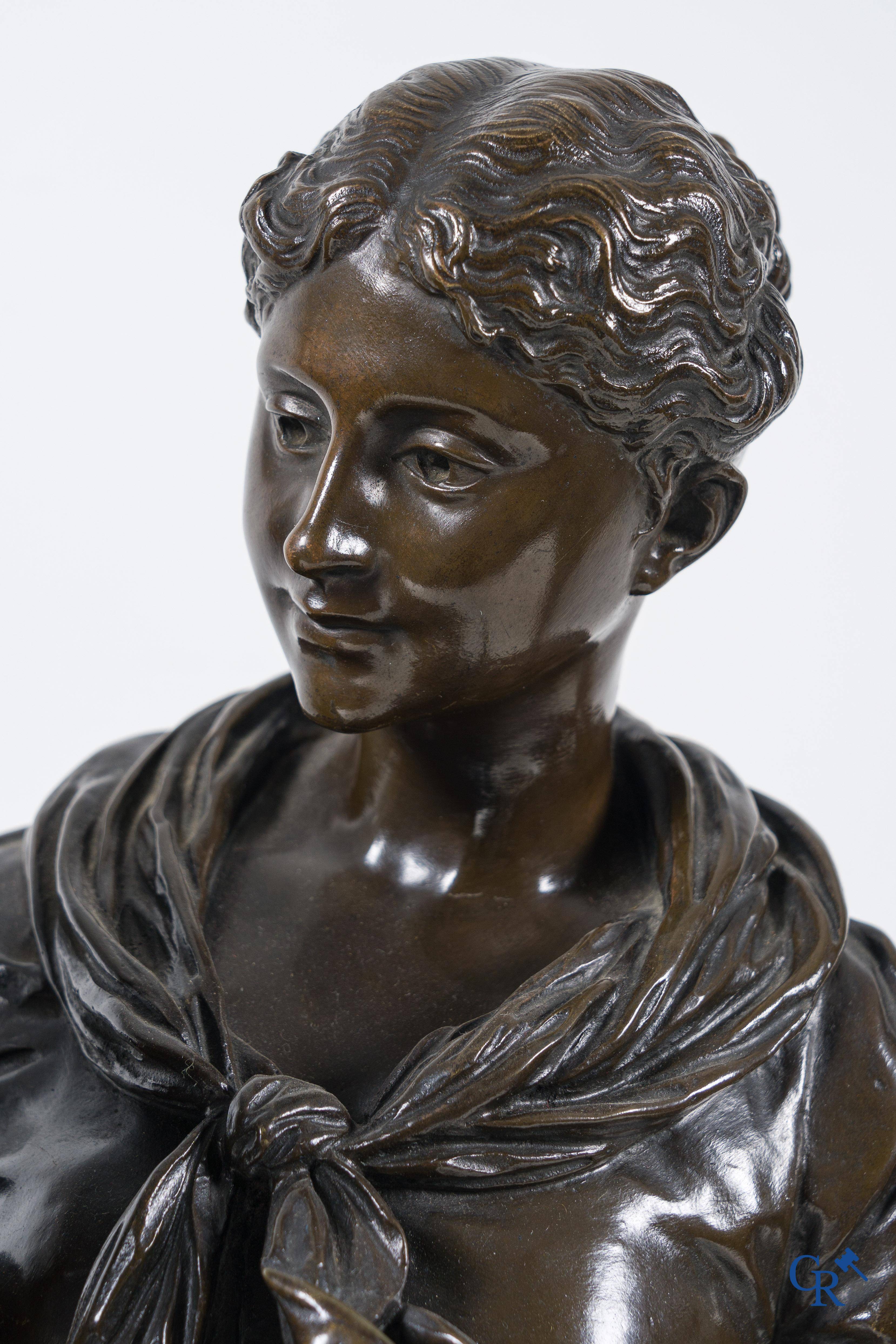 Luca Madrassi (1848-1919) A large bronze statue, couple in love, Signed L. Madrassi Paris and Madrassi.