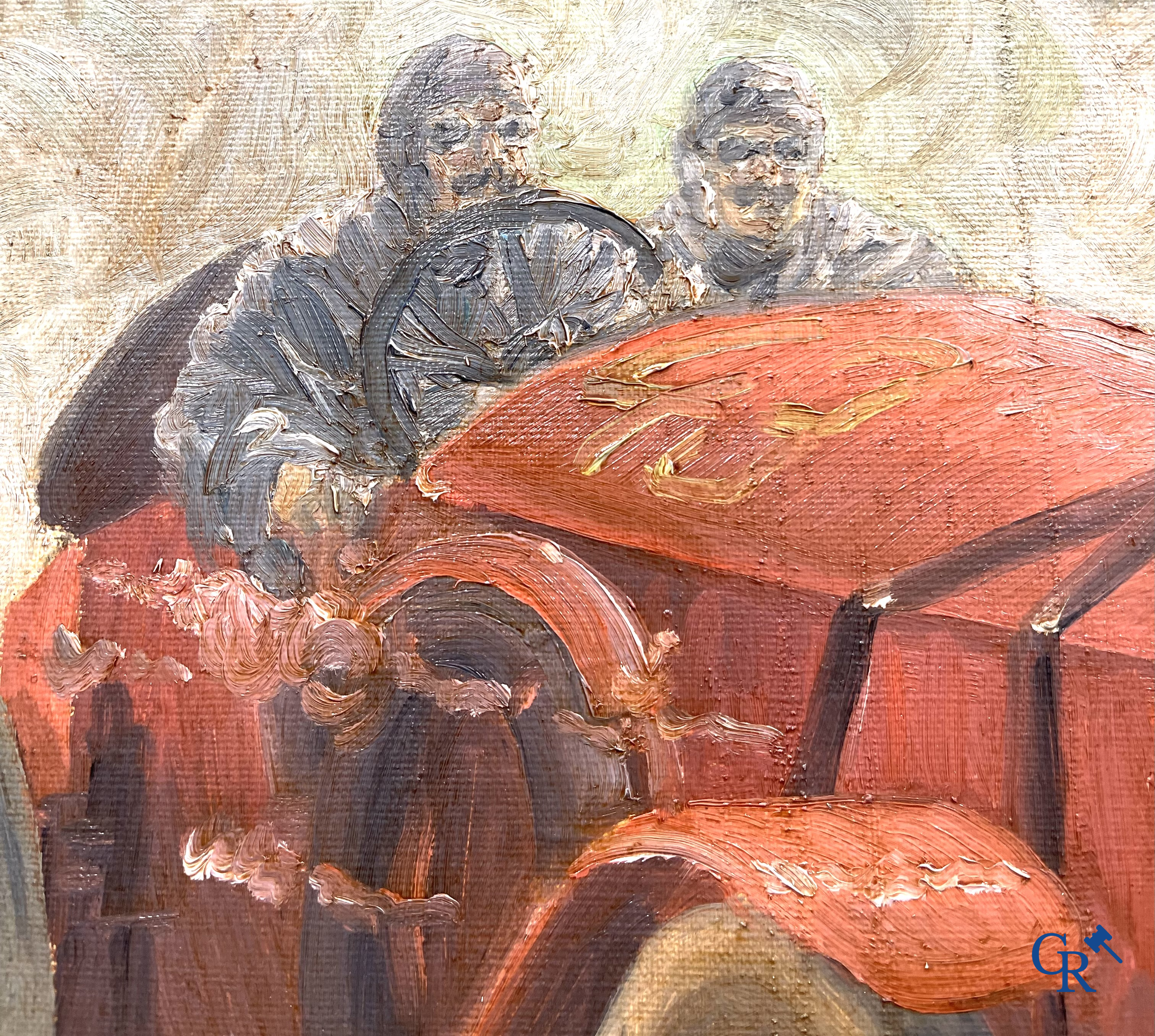 H. Mulher, "Course Automobile". Painting, oil on canvas with a 1920's racing car numbered 43.