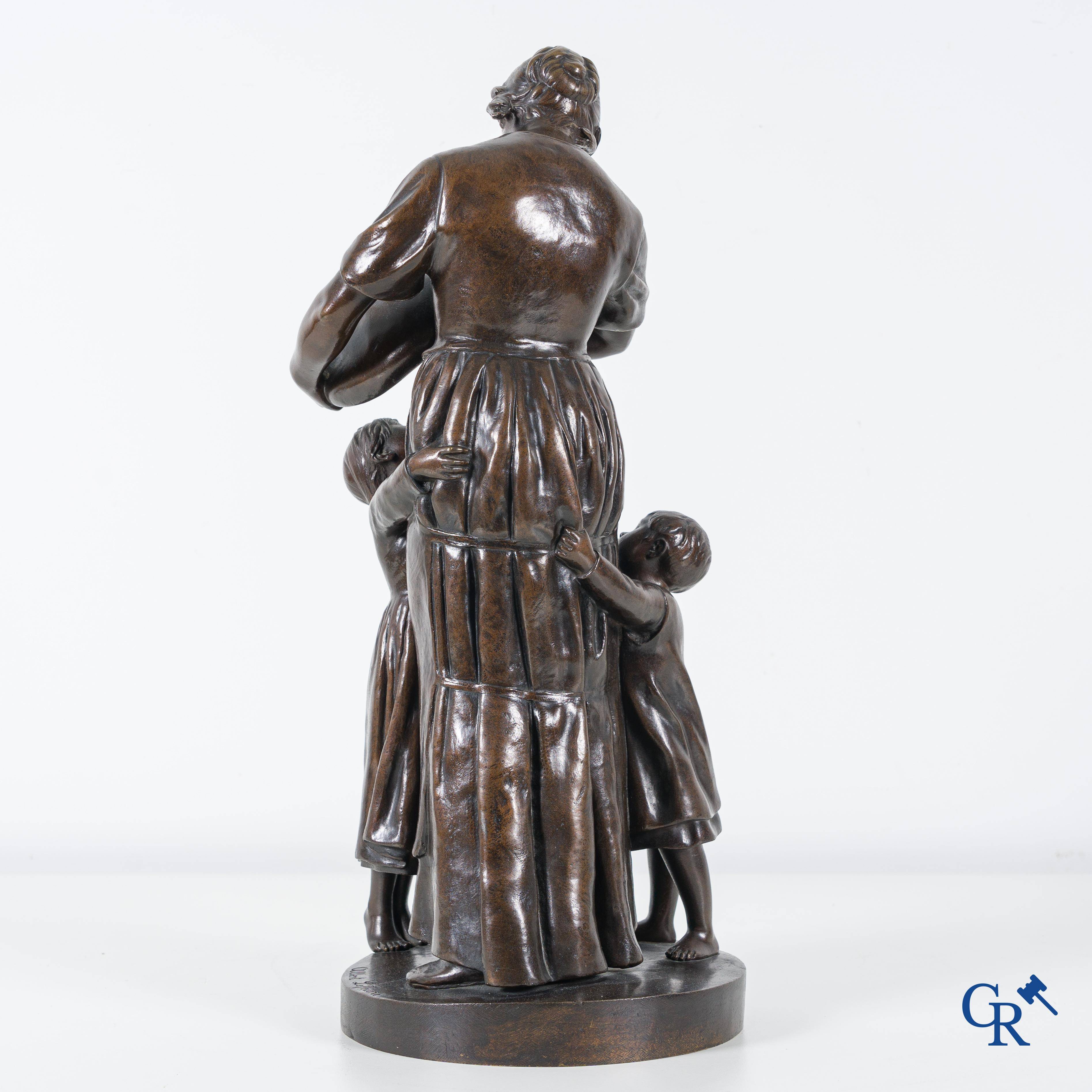 Albert Le Feuvre (1845-1924) "Le Pain" Bronze statue with dark patina.