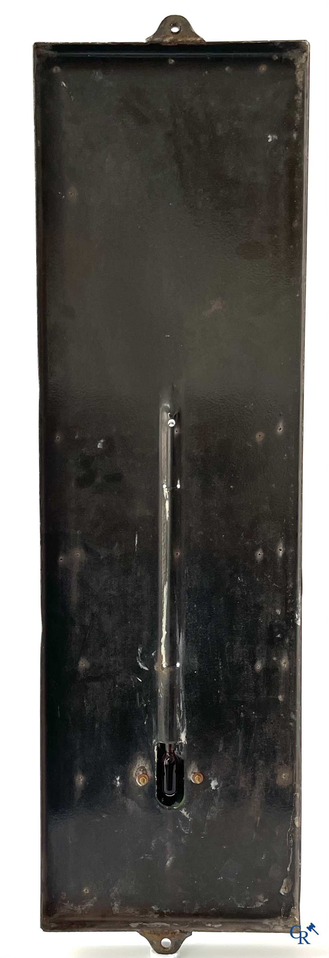 Castrol Motor Oil, an enamel advertising sign with integrated thermometer for Castrol motor oil. Emaillerie Belge.