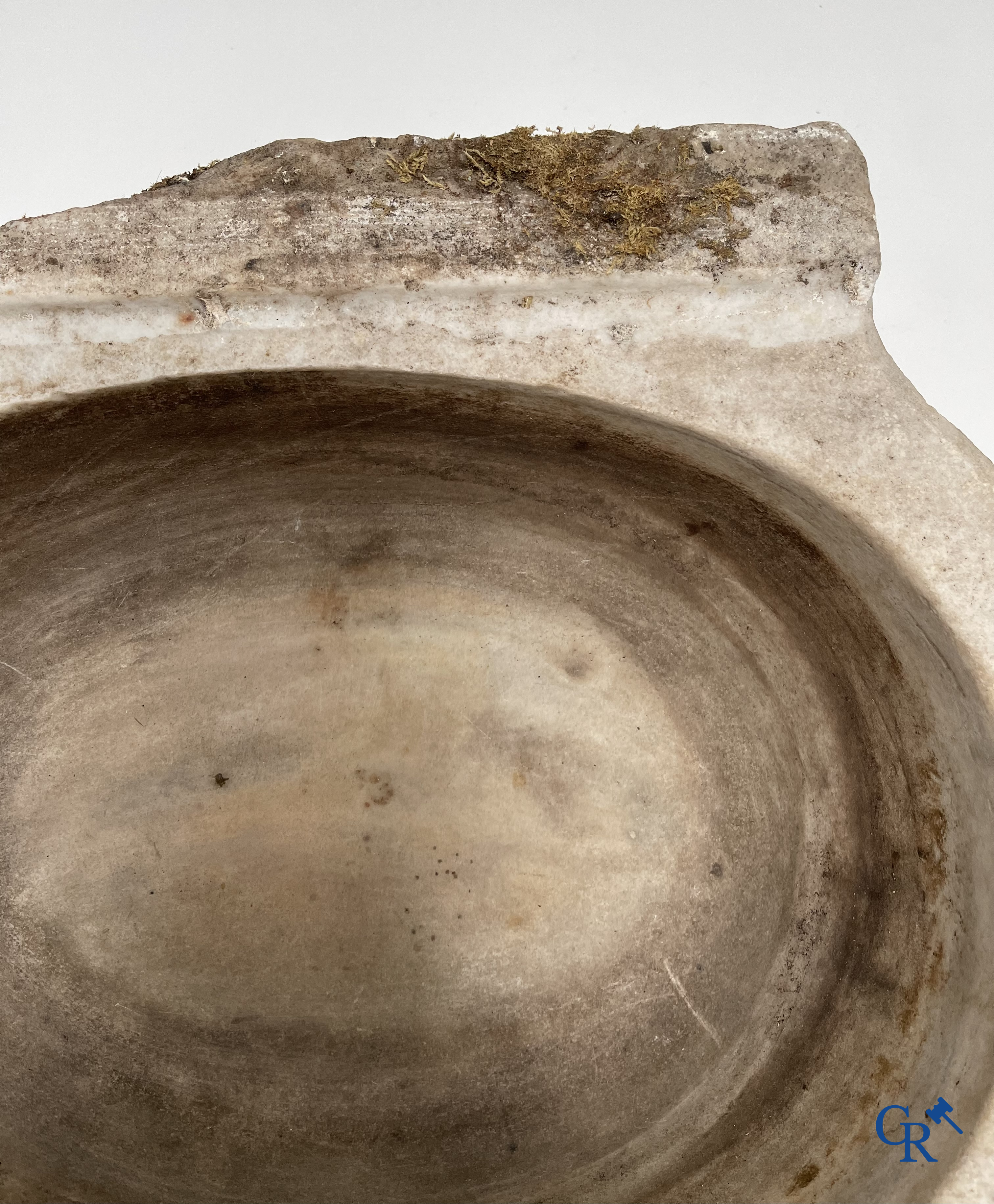 Exceptional large marble holy water barrel or font. 18th century.