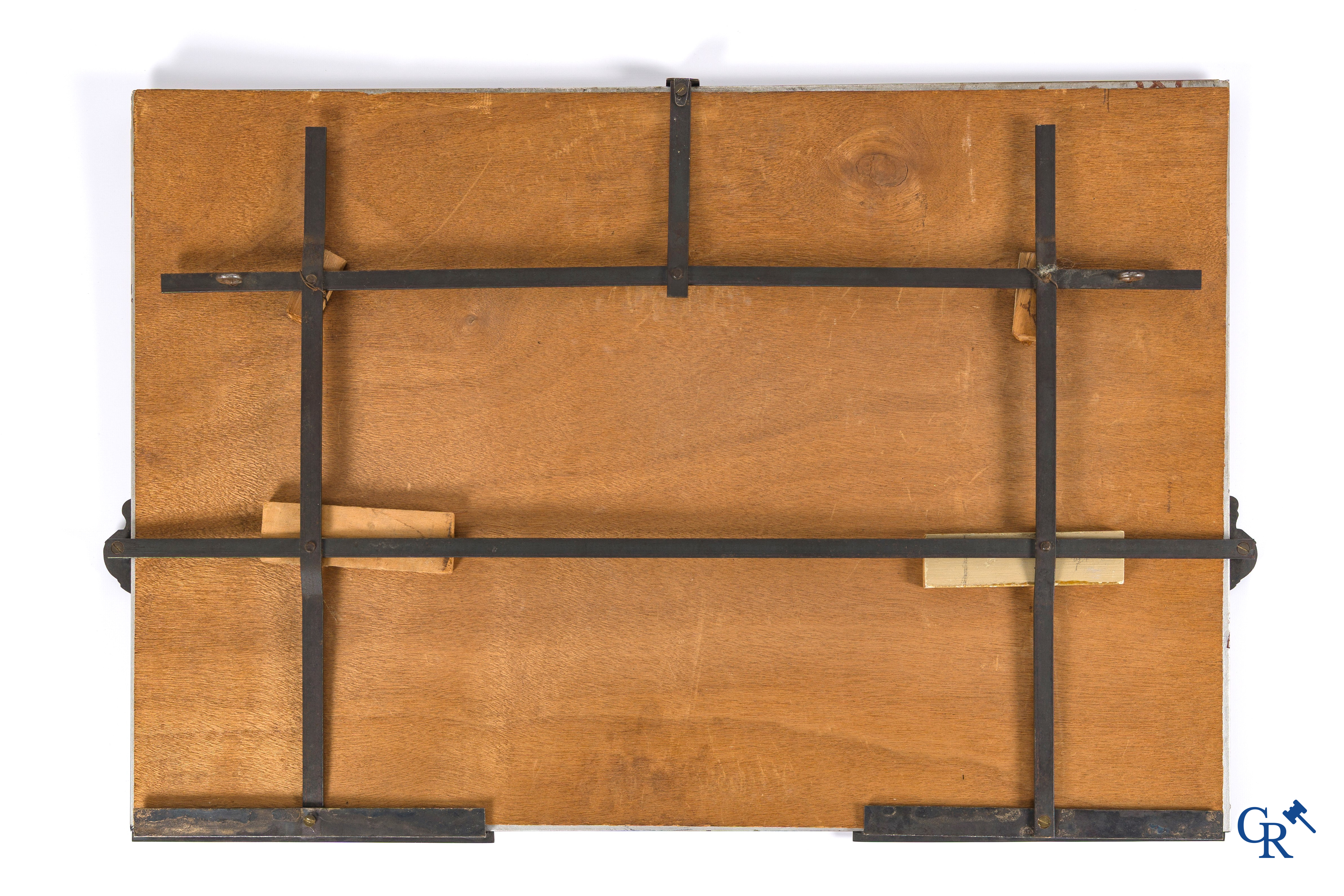 Art Deco, een uitzonderlijke spiegel in verguld en verzilverd brons. Circa 1930.