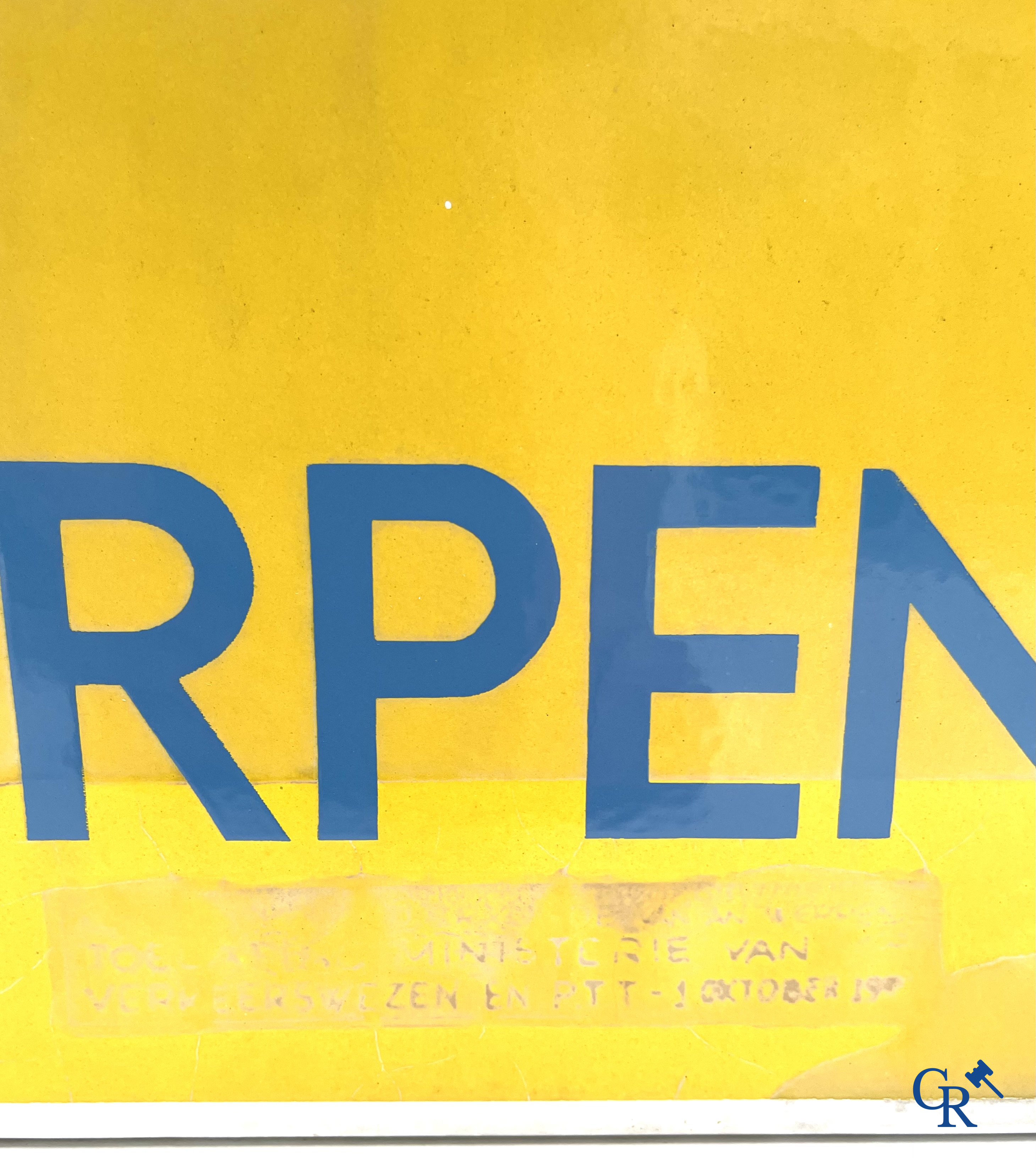 Zoo Antwerpen, Enamel advertising sign with a rhino for the Antwerp Zoo. Emaillerie Crahait, Gosselies, 1968.