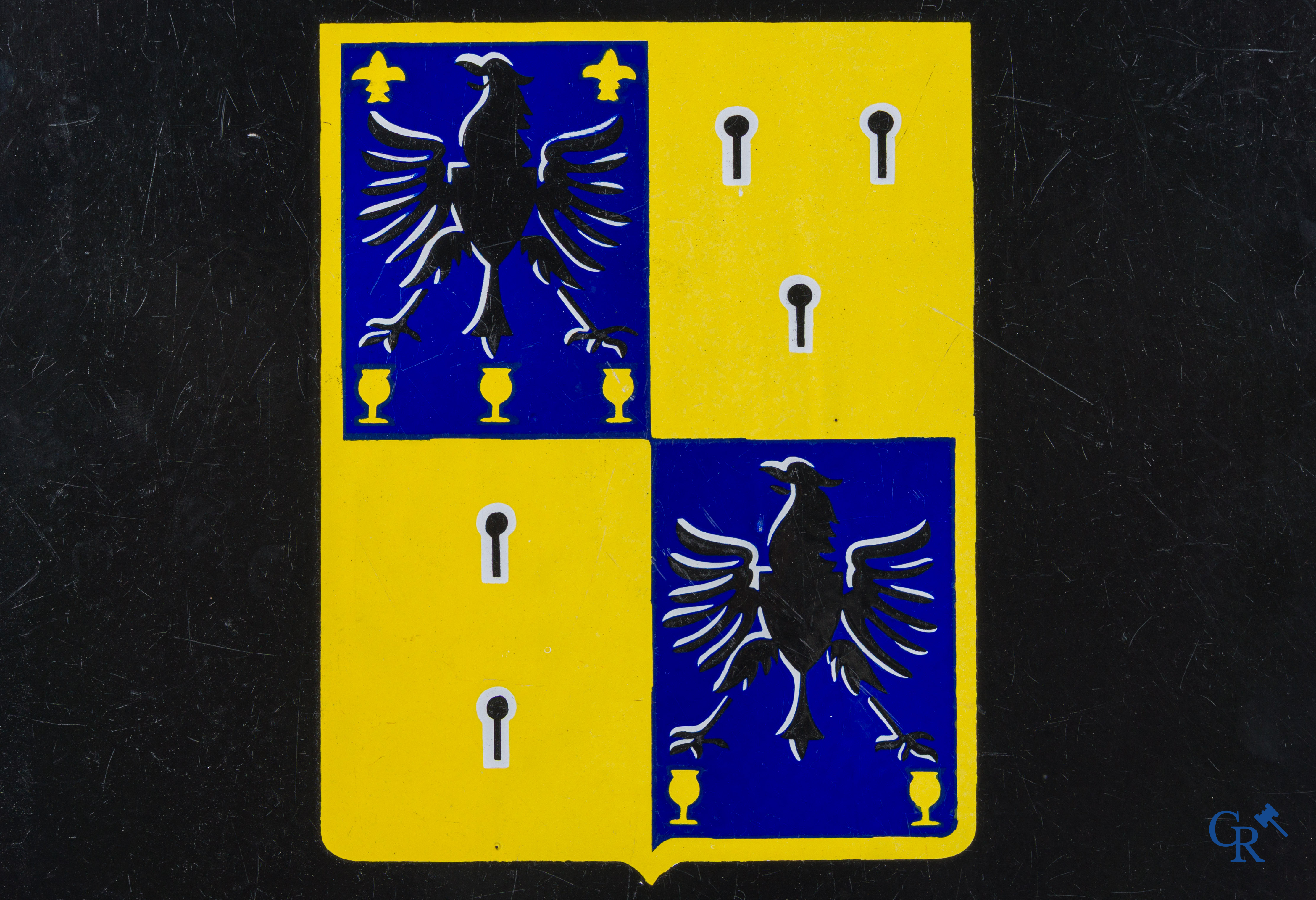 Automobilia. DeSoto Service, rare double-sided enamel sign for the car brand DeSoto. Circa 1930.