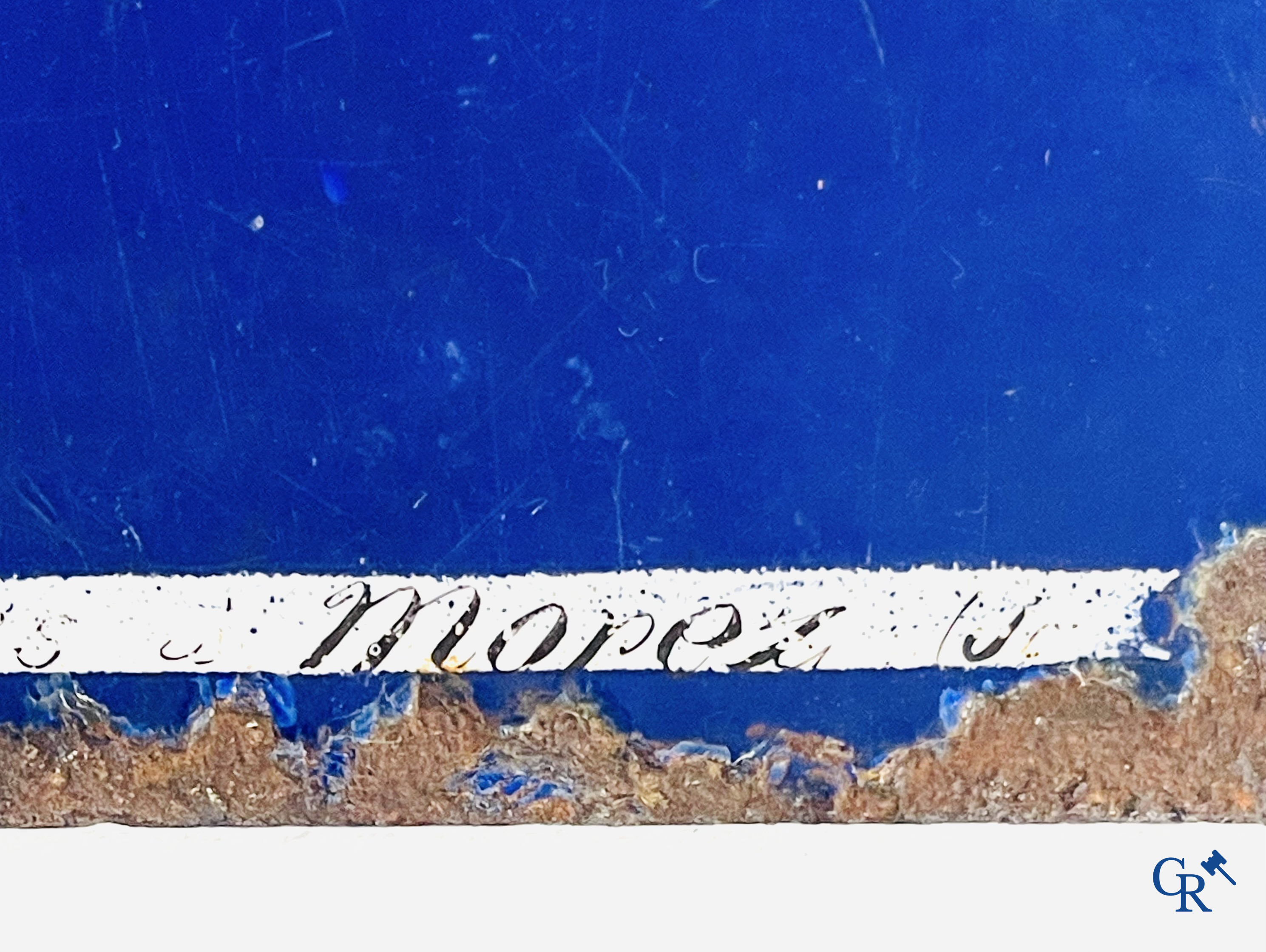 Chocolat Menier, Early edition of an enamel advertising sign for Menier. Morel frères à Morez, Jura. Circa 1890.