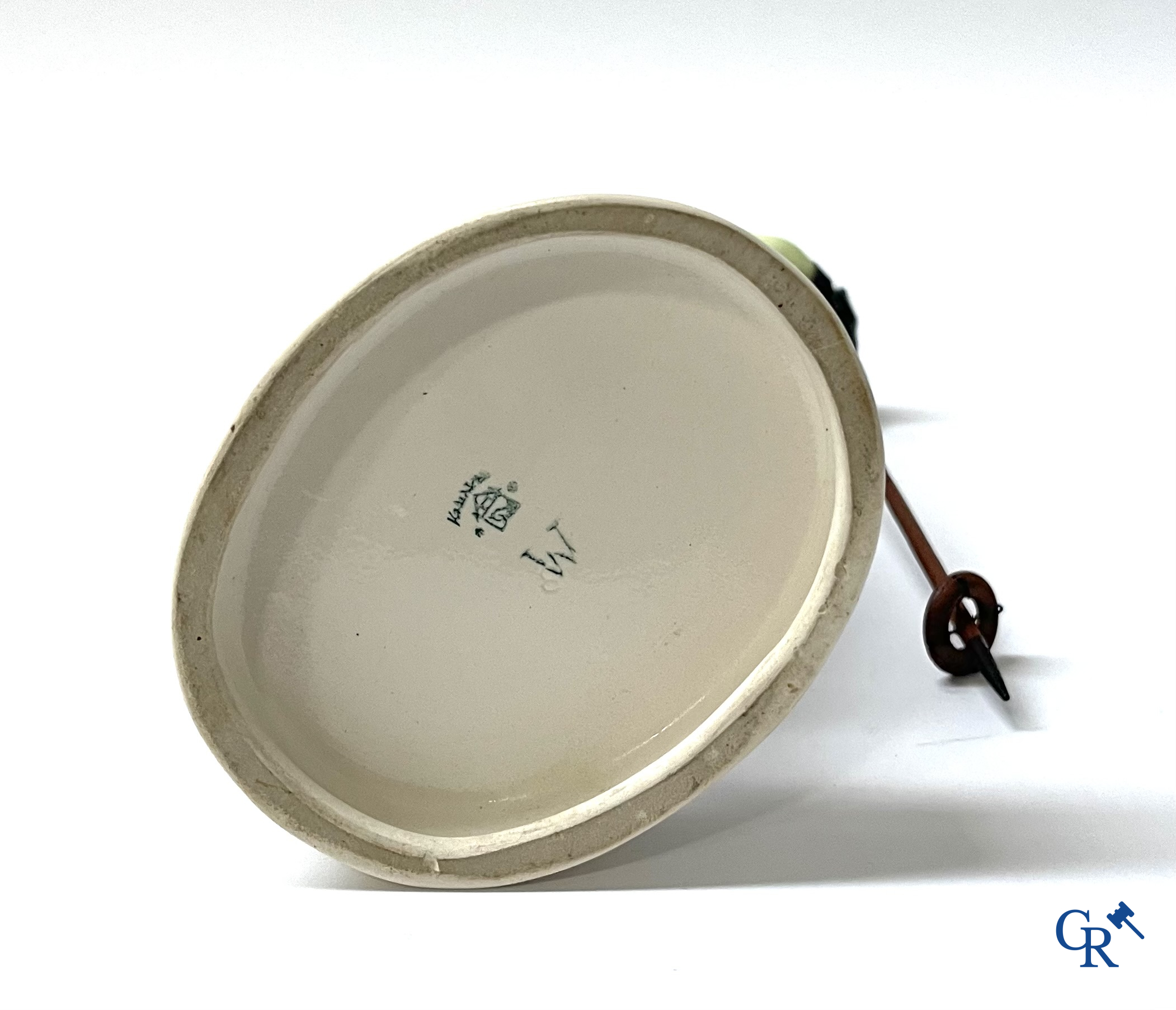 Hertwig en Company, Katzhütte, Thuringia. A skier in fine polychrome and glazed pottery. Circa 1930.