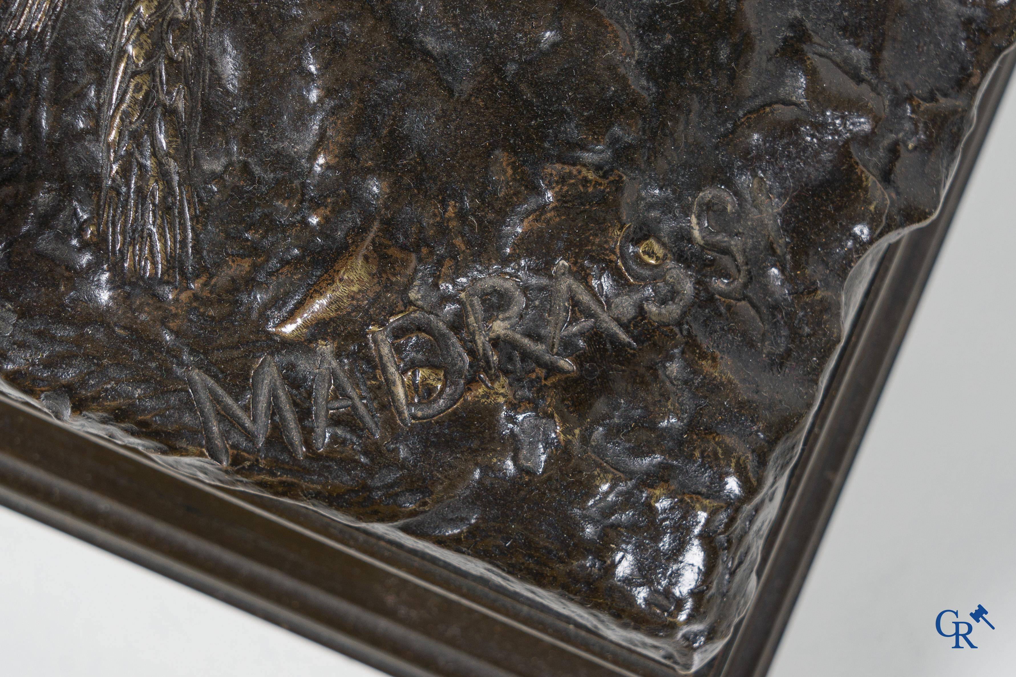 Luca Madrassi (1848-1919) A large bronze statue, couple in love, Signed L. Madrassi Paris and Madrassi.