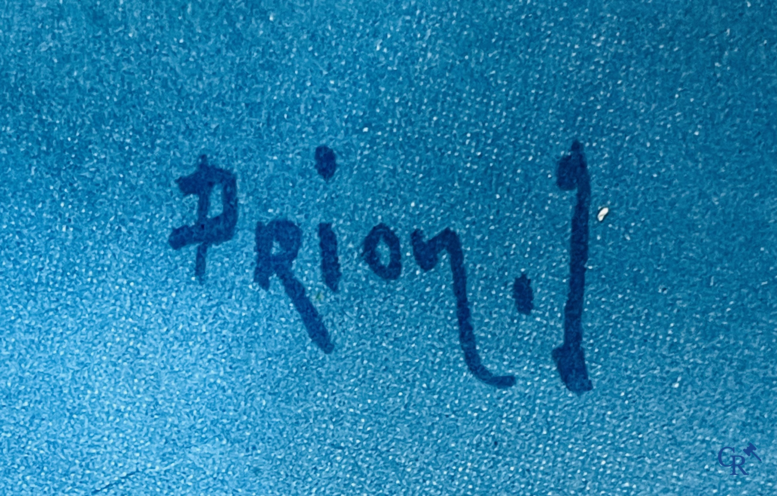 J. Prion, Touring Club De Belgique. Rare publicity poster for the Touring Road Help of Belgium. 1950's.