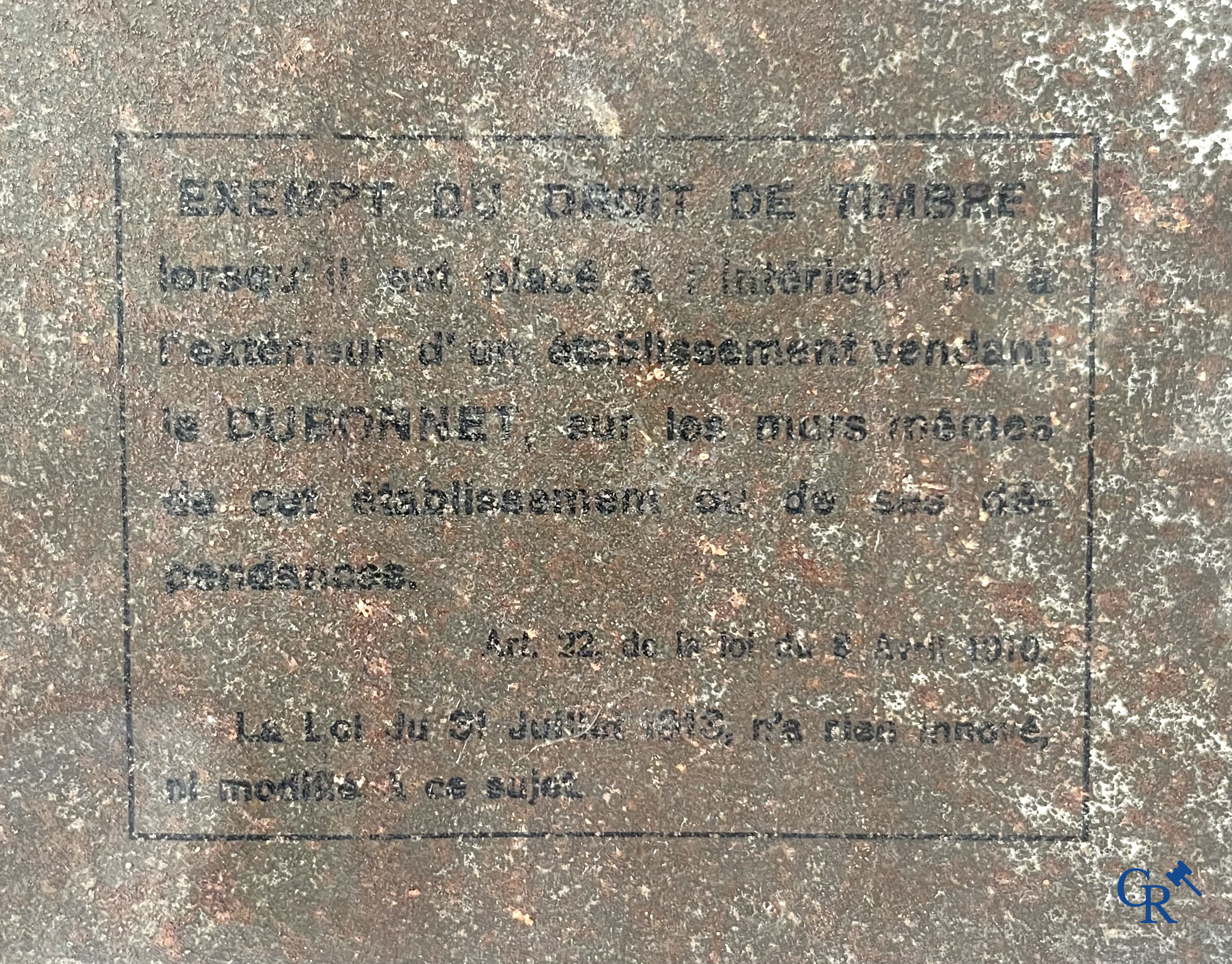 Dubonnet, Publicity printed on metal for Dubonnet, Vin Tonique au Quinquina. Imp. G. De Andreis & Cie. 1920's.