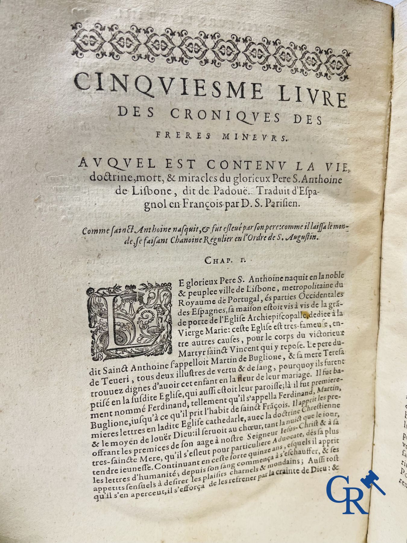 Livres anciens: Marcos de Lisboa, Chronique et institution de l'ordre du Père S. François, Paris 1608.