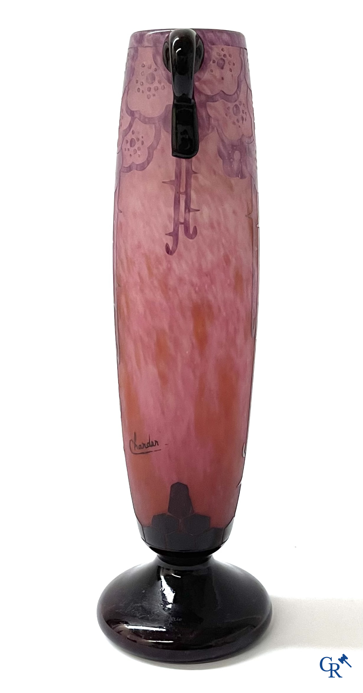 Art Deco, Charles Schneider. Grote art deco vaas in glaspasta, Circa 1930. Gesigneerd Charder en Le Verre Français.