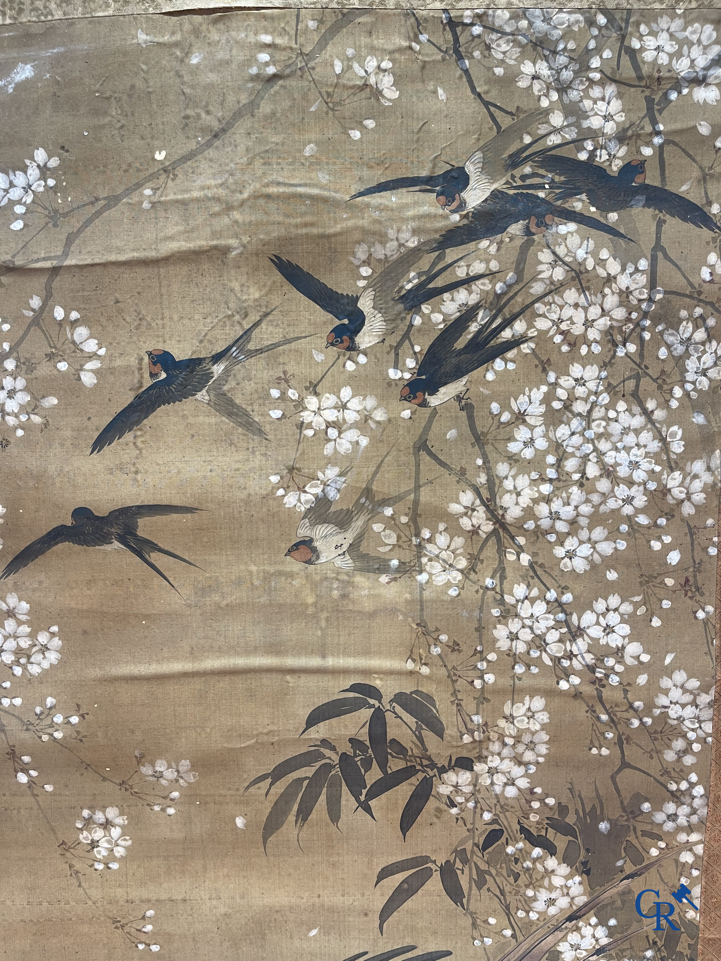 Asian Art, a large Japanese scroll. Signed. 18th century.