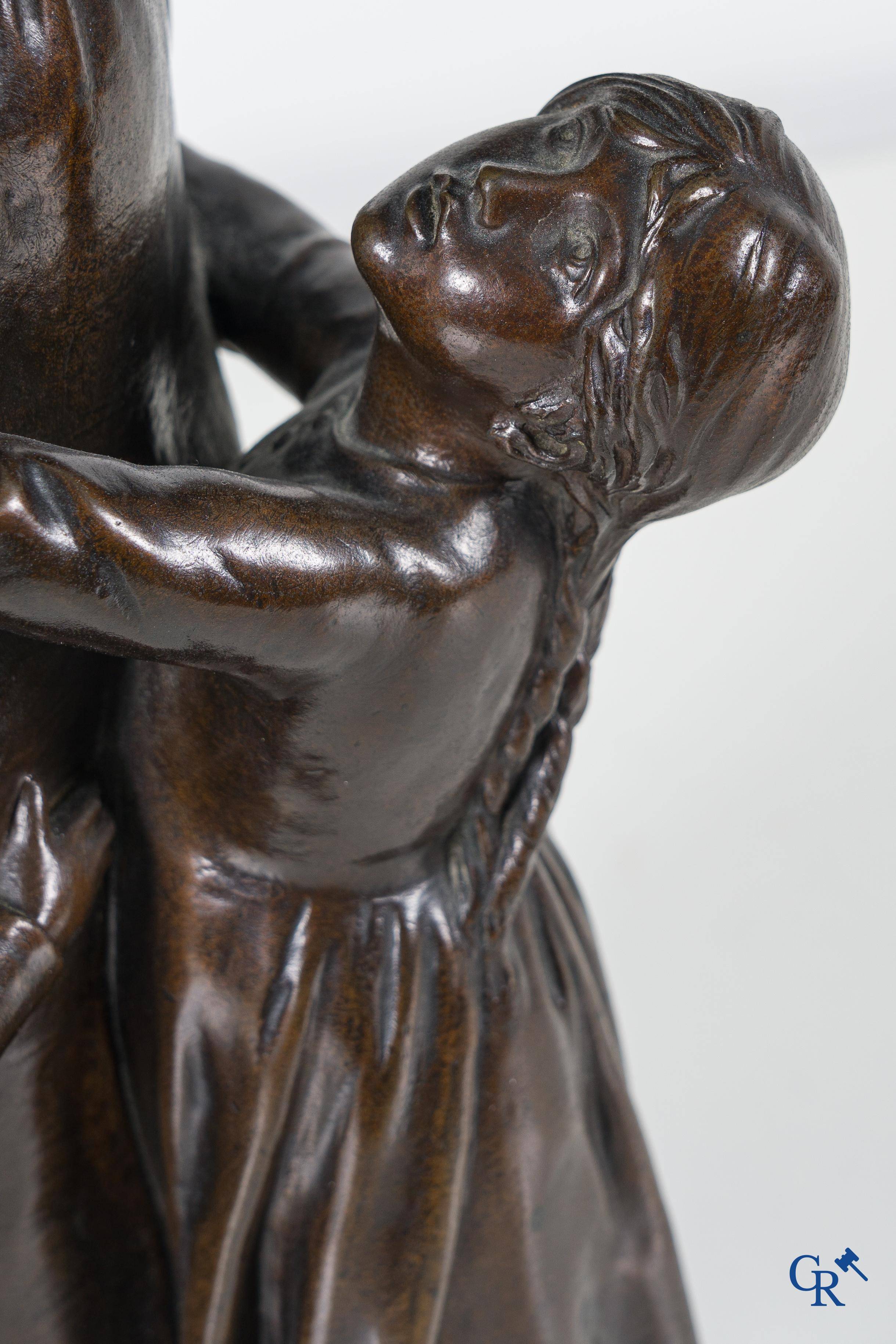 Albert Le Feuvre (1845-1924) "Le Pain" Bronze statue with dark patina.