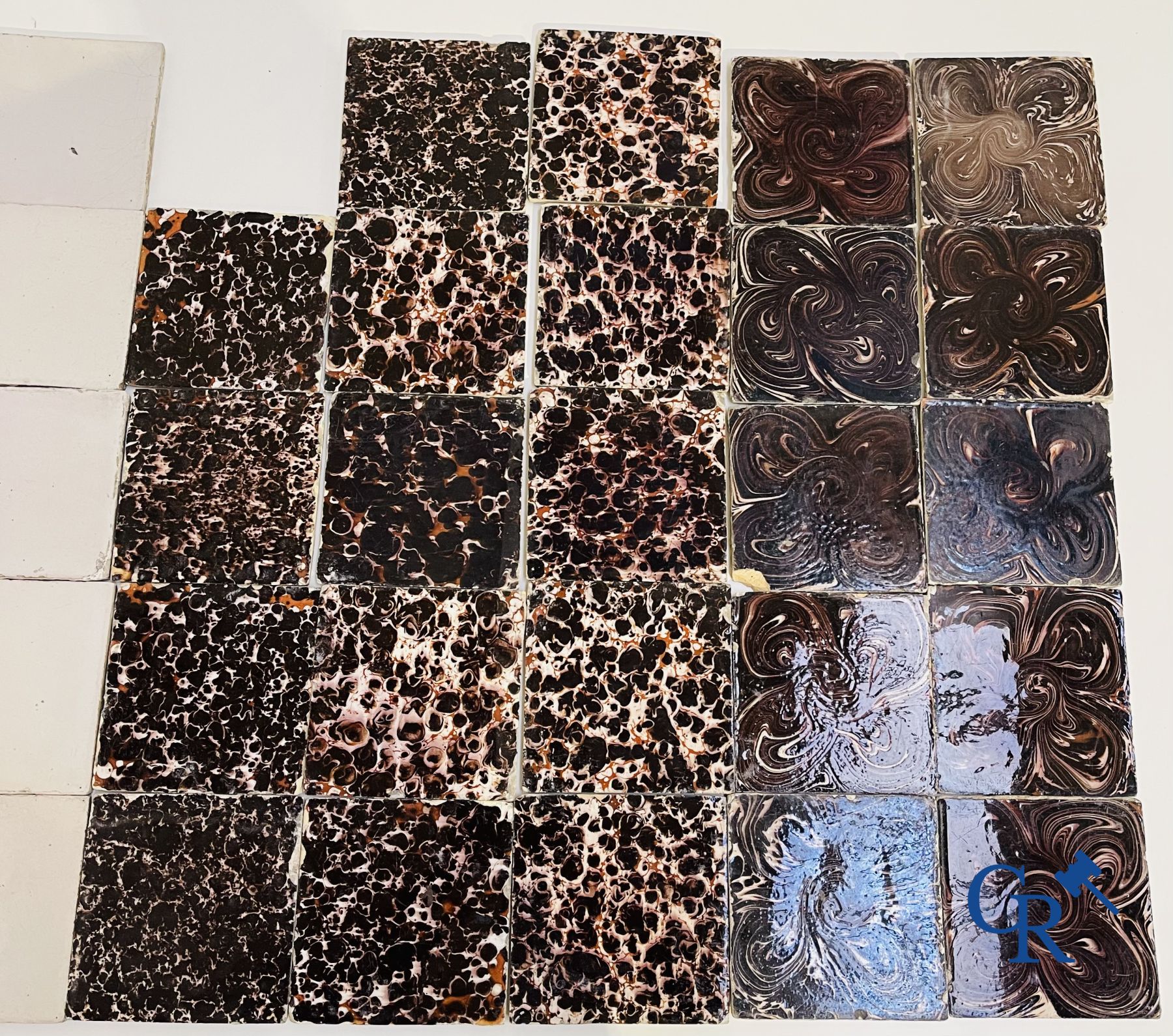 A large collection of various Delft tiles. 17th-18th century.