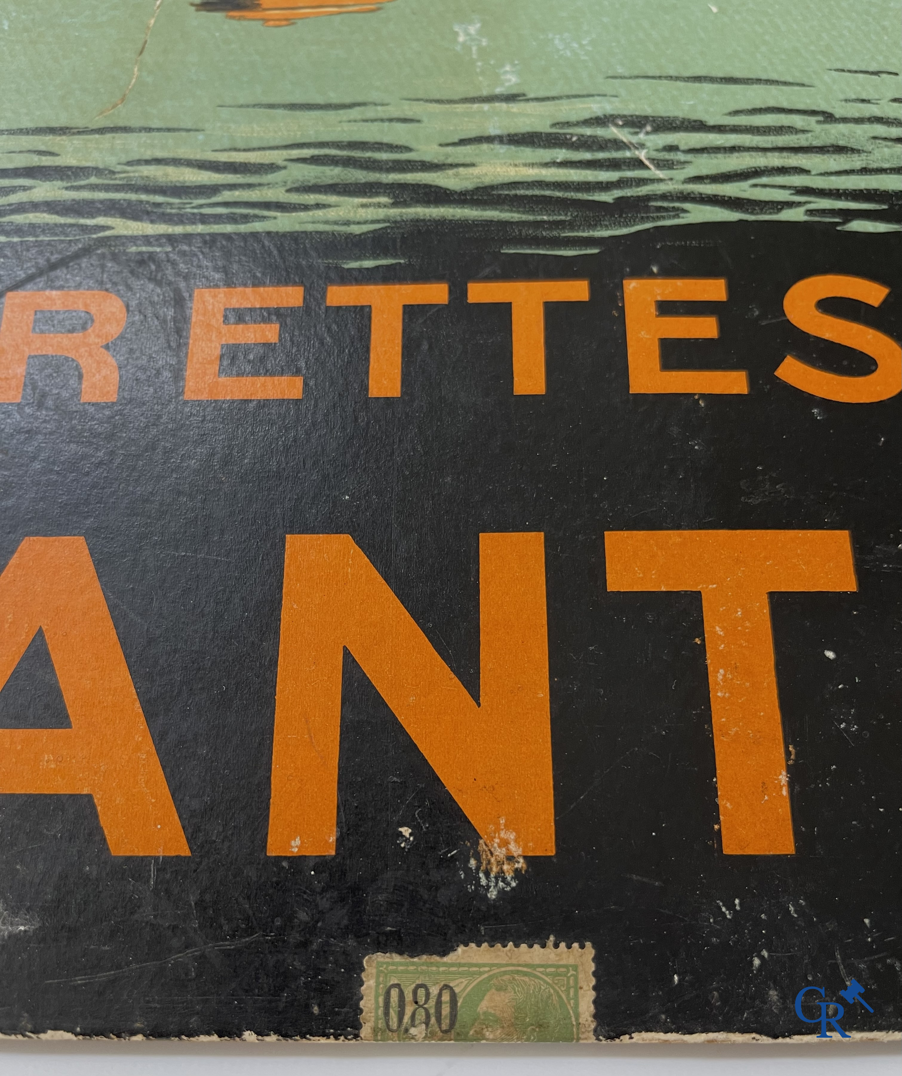 Cigarettes Xanthia, Géo Dorival. Zeldzame publiciteit op hard karton voor Xanthia sigaretten. Circa 1930.