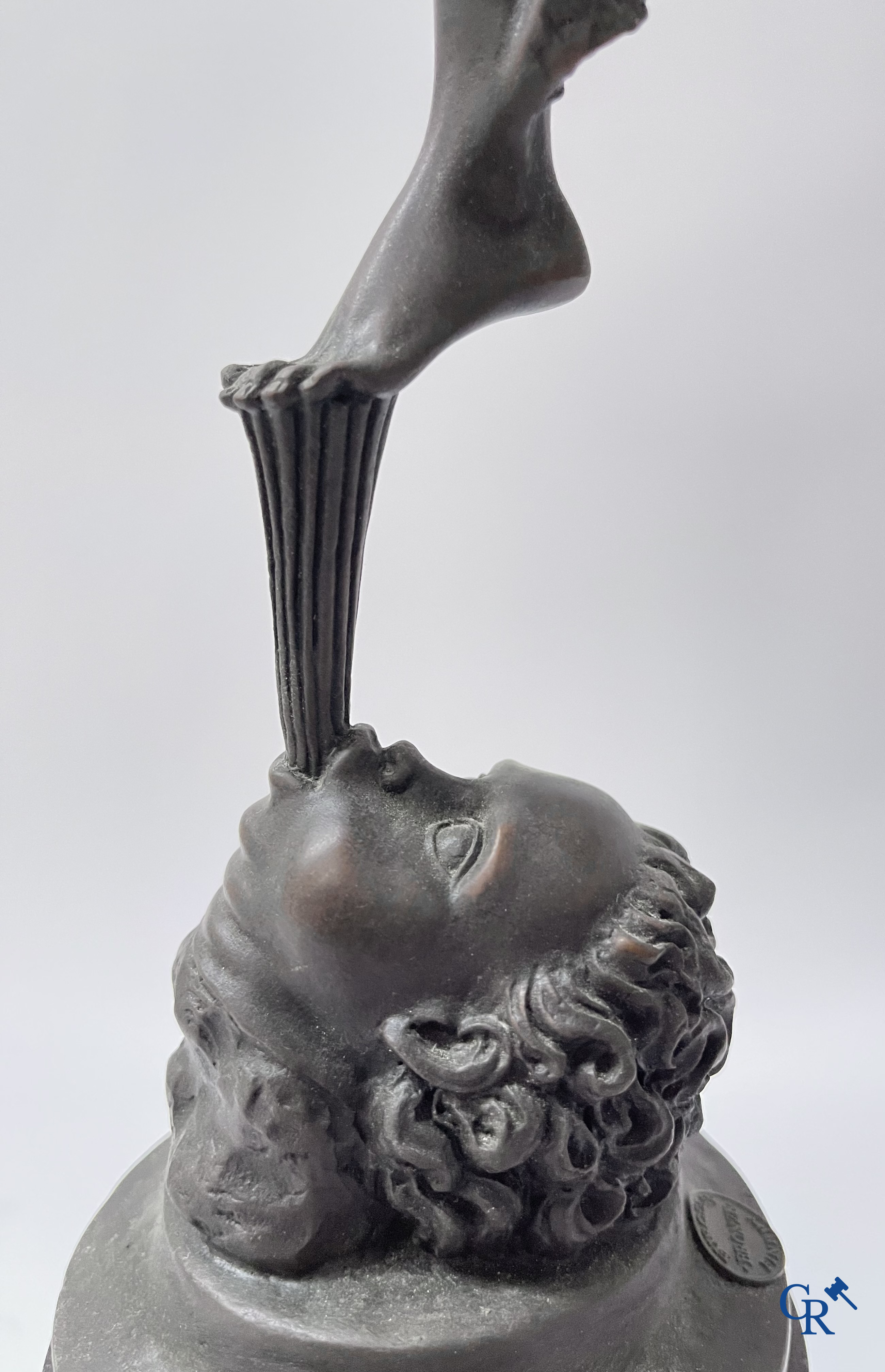 Jean de Bologne (after) Mercury. A bronze statue on a black marble base. 20th century.