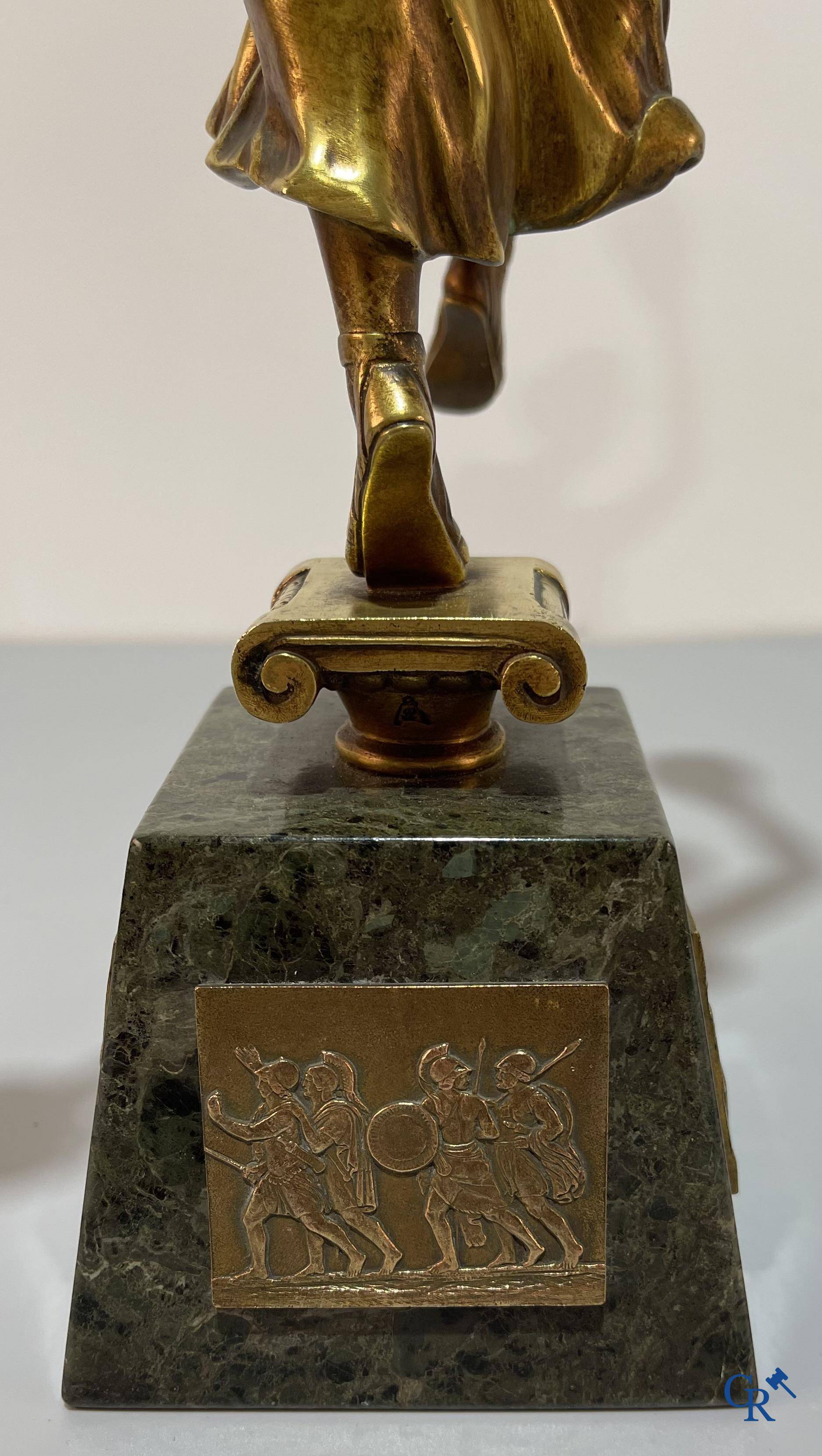 S. Lugli. A bronze Art déco representation of a dancer with tambourines. circa 1910-1920.