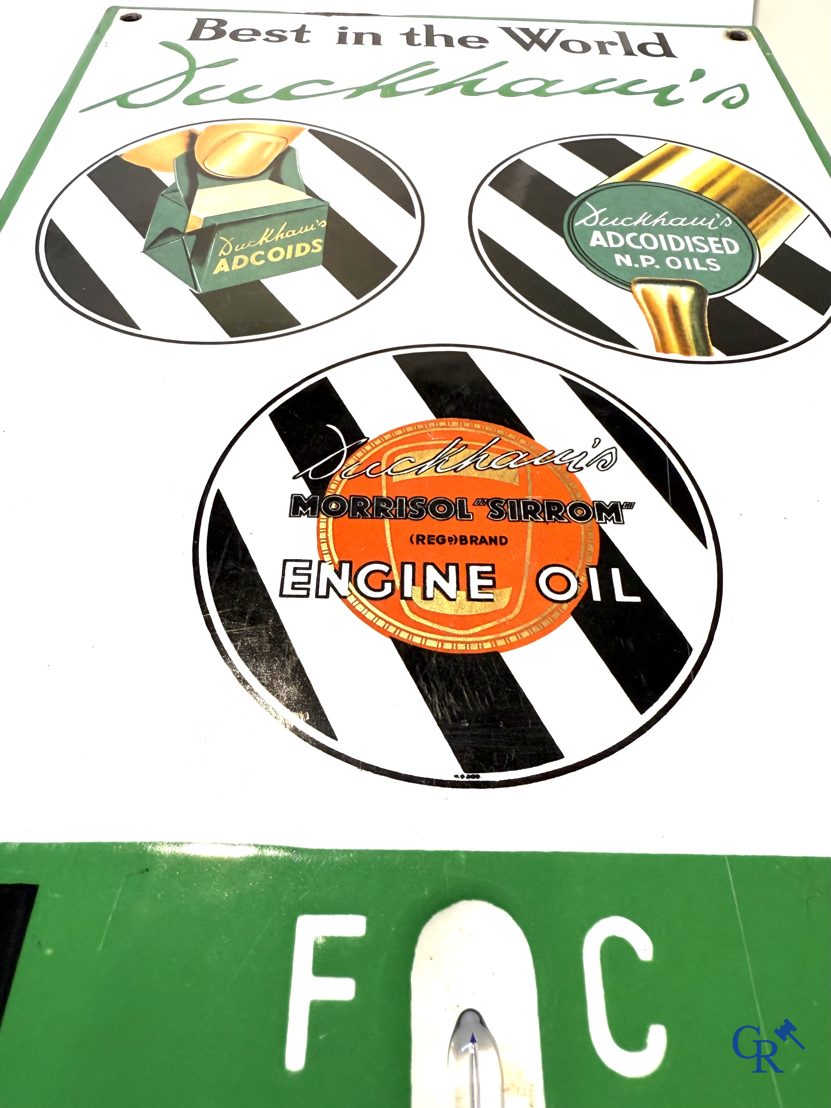 Duckham's Motor Oil. "Best in the World" Beautifully enamelled advertising thermometer sign. English production.