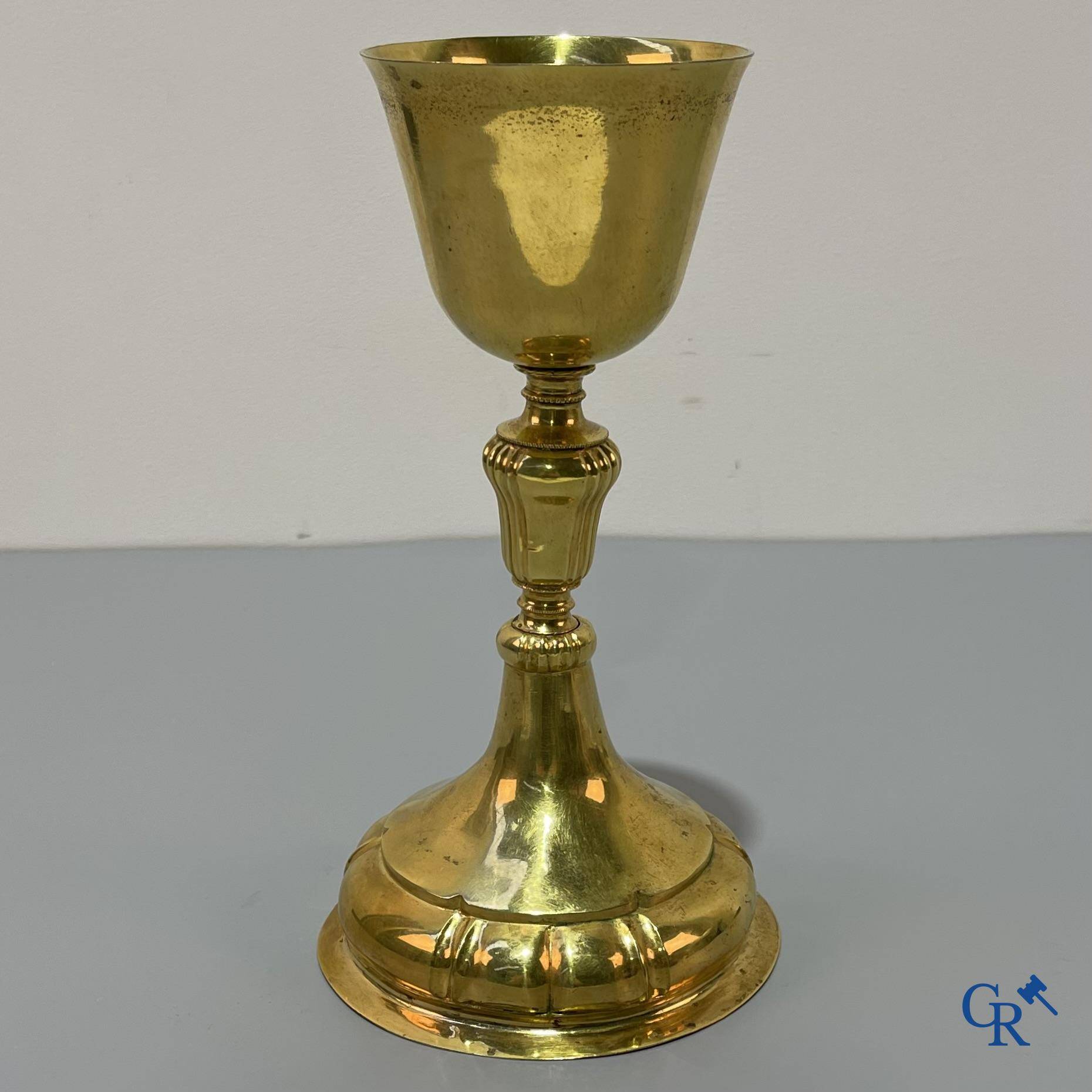 Objets religieux: Calice, en partie en vermeil argenté. XVIIIème siècle. Inscription: Joh. Gottschalk ... 1714.