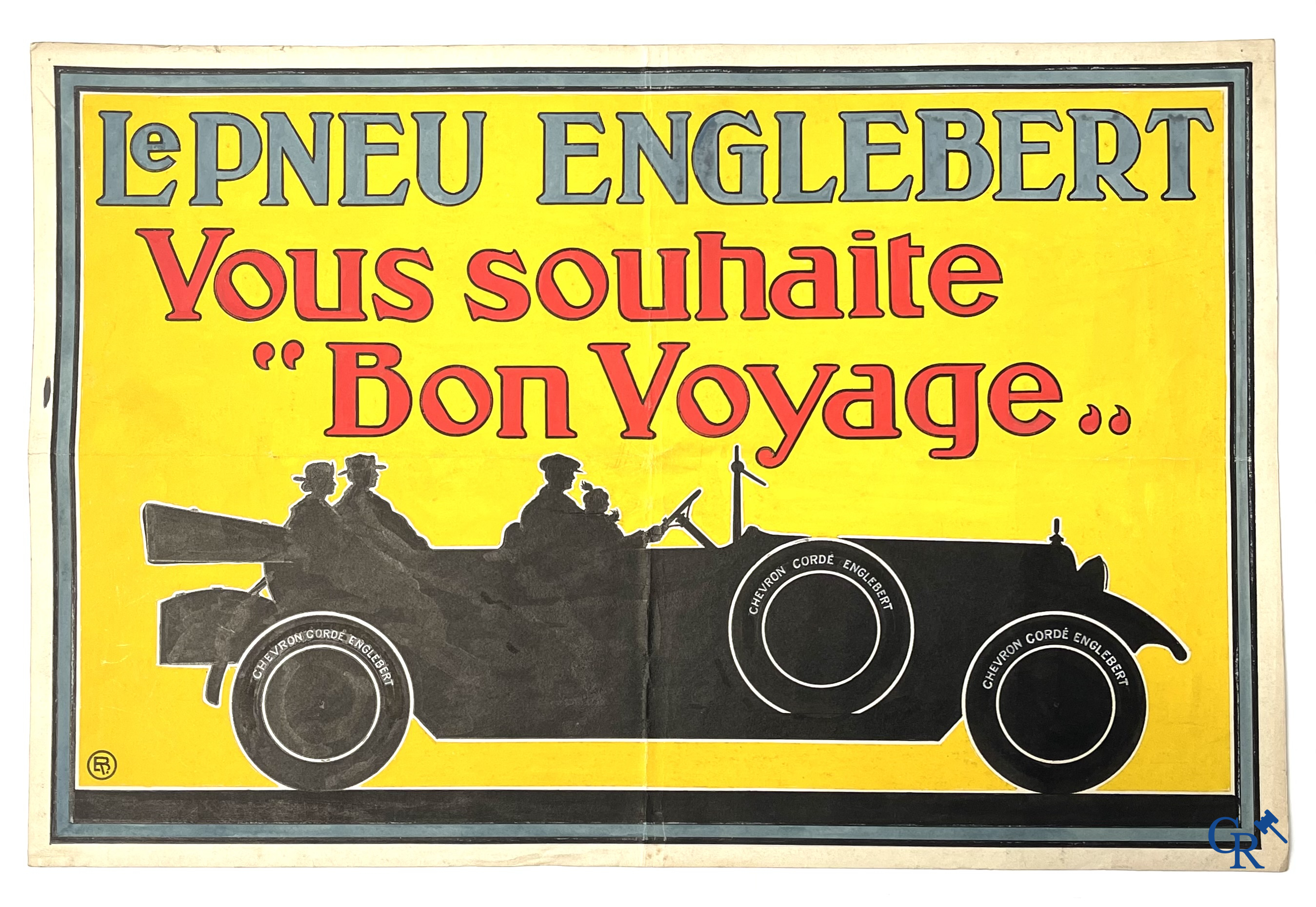 René Boby, Voorstelmodel in gouache voor een publiciteitsaffiche voor de Englebert bandenfabriek te Luik. Circa 1930.