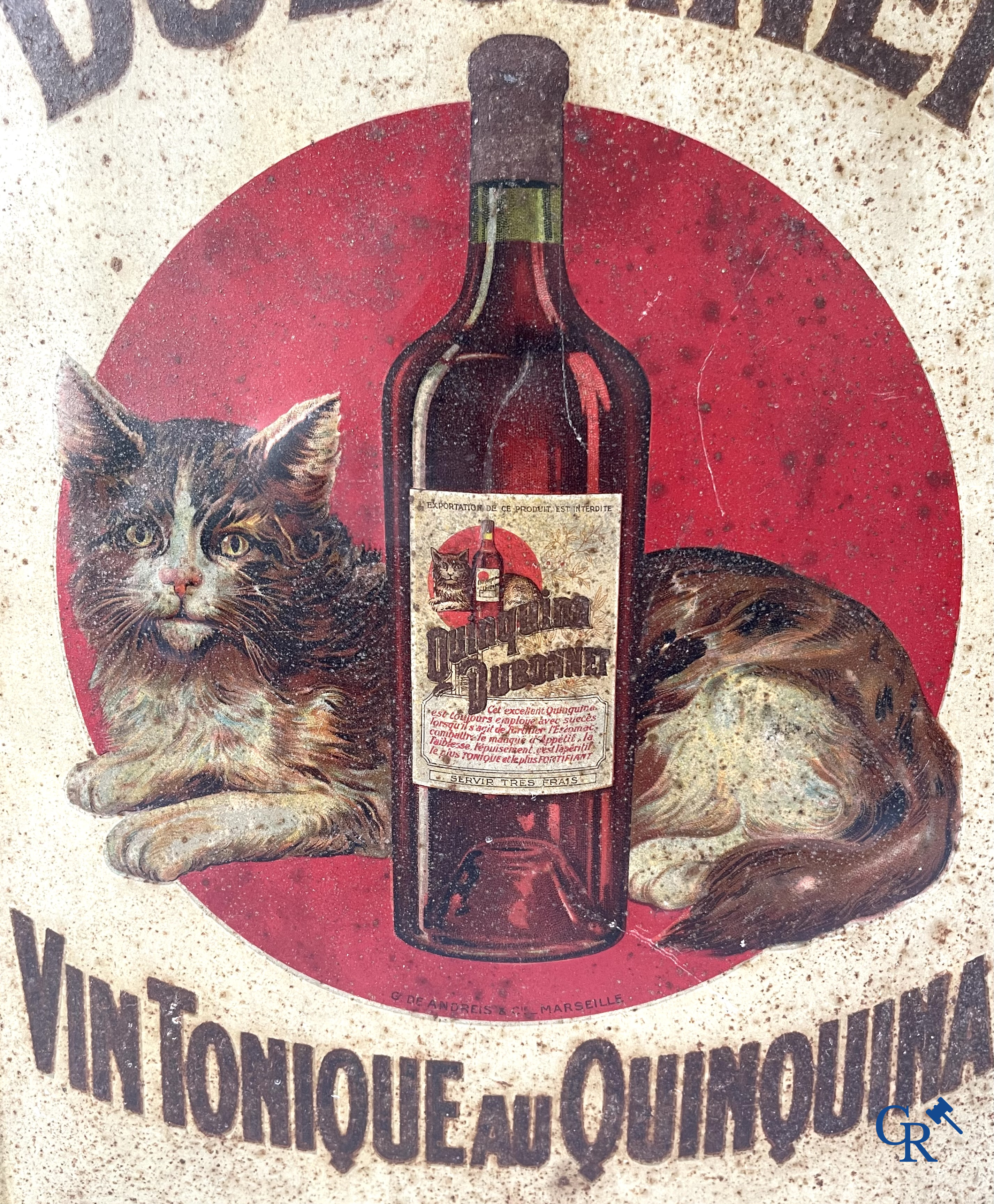 Dubonnet, Publicity printed on metal for Dubonnet, Vin Tonique au Quinquina. Imp. G. De Andreis & Cie. 1920's.