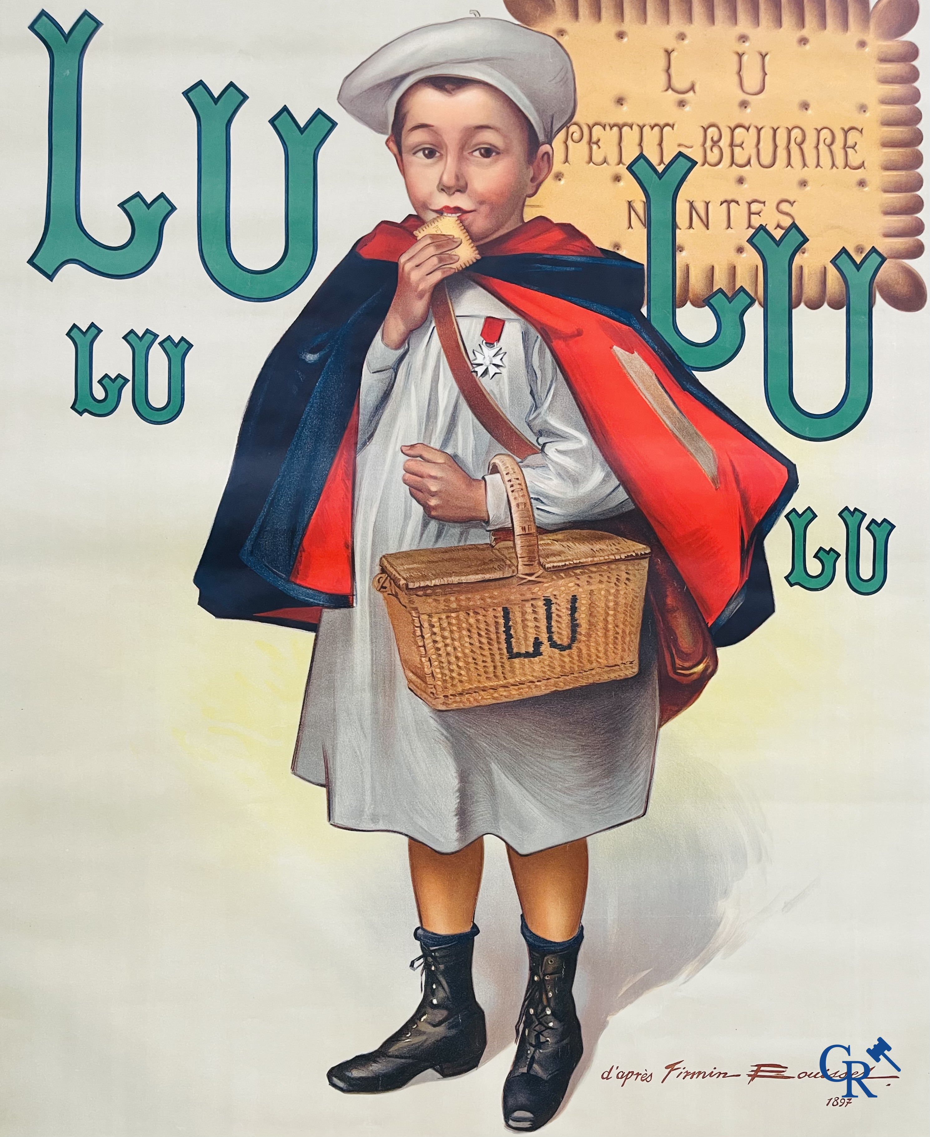 Firmin Bouisset (1859-1925) LU, biscuits Lefèvre-Utile. Lithographie publicitaire pour Petit-Beurre. Daude Frères-Paris.